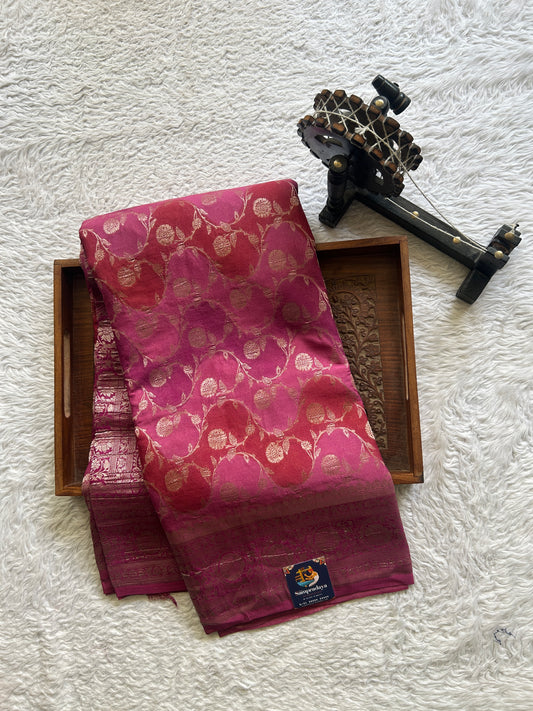 Semi Georgette Saree Pink Colored Elegantly Paired with a Zari Border. - Sampradaya Designer Studio