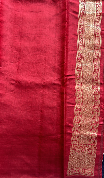 Dupion Silk Saree Ink Blue Colored Complemented with a Zari Border. - Sampradaya Designer Studio