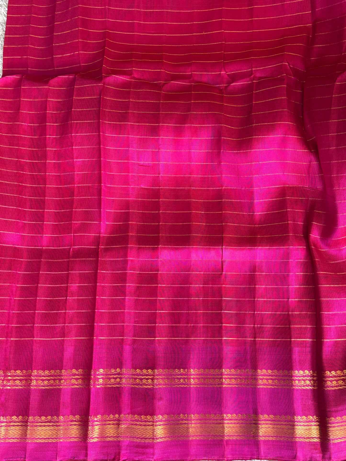 Navy Blue Gadwal Silk Saree with Gold Zari Border — Pure Handloom | Silk Mark Certified