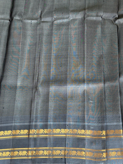 Orange Gadwal Silk Saree with Gold Zari Border — Pure Handloom | Silk Mark Certified