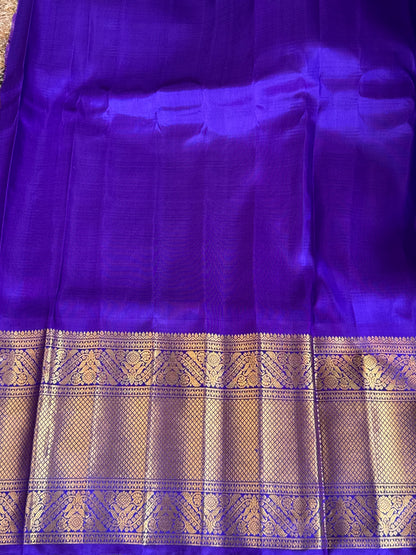 Purple Gadwal Silk Saree with Gold Zari Border — Pure Handloom | Silk Mark Certified