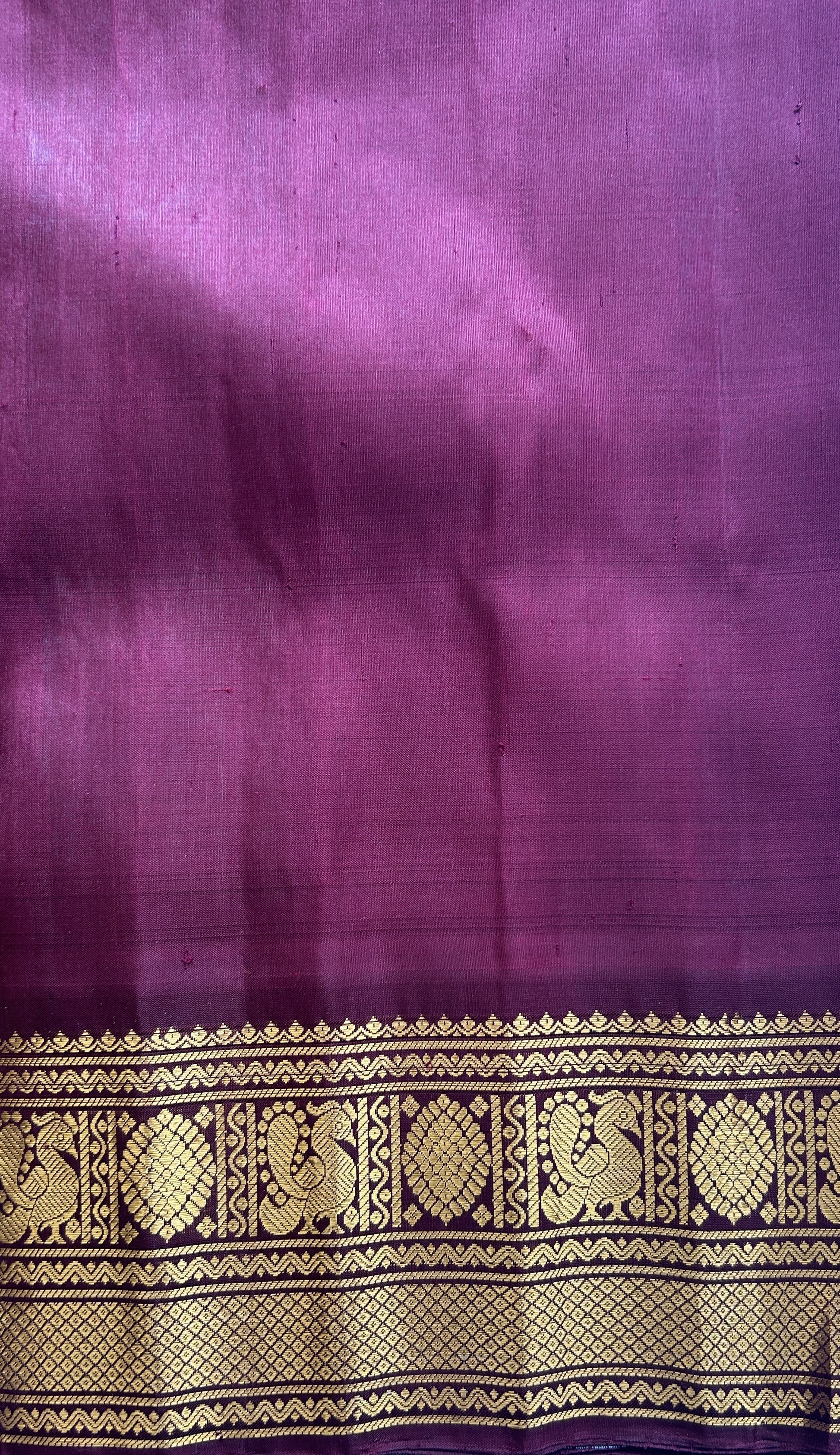 Gadwal Silk Saree Light Sea Blue Colored Complemented With a Brown Color Zari Border - Sampradaya Designer Studio