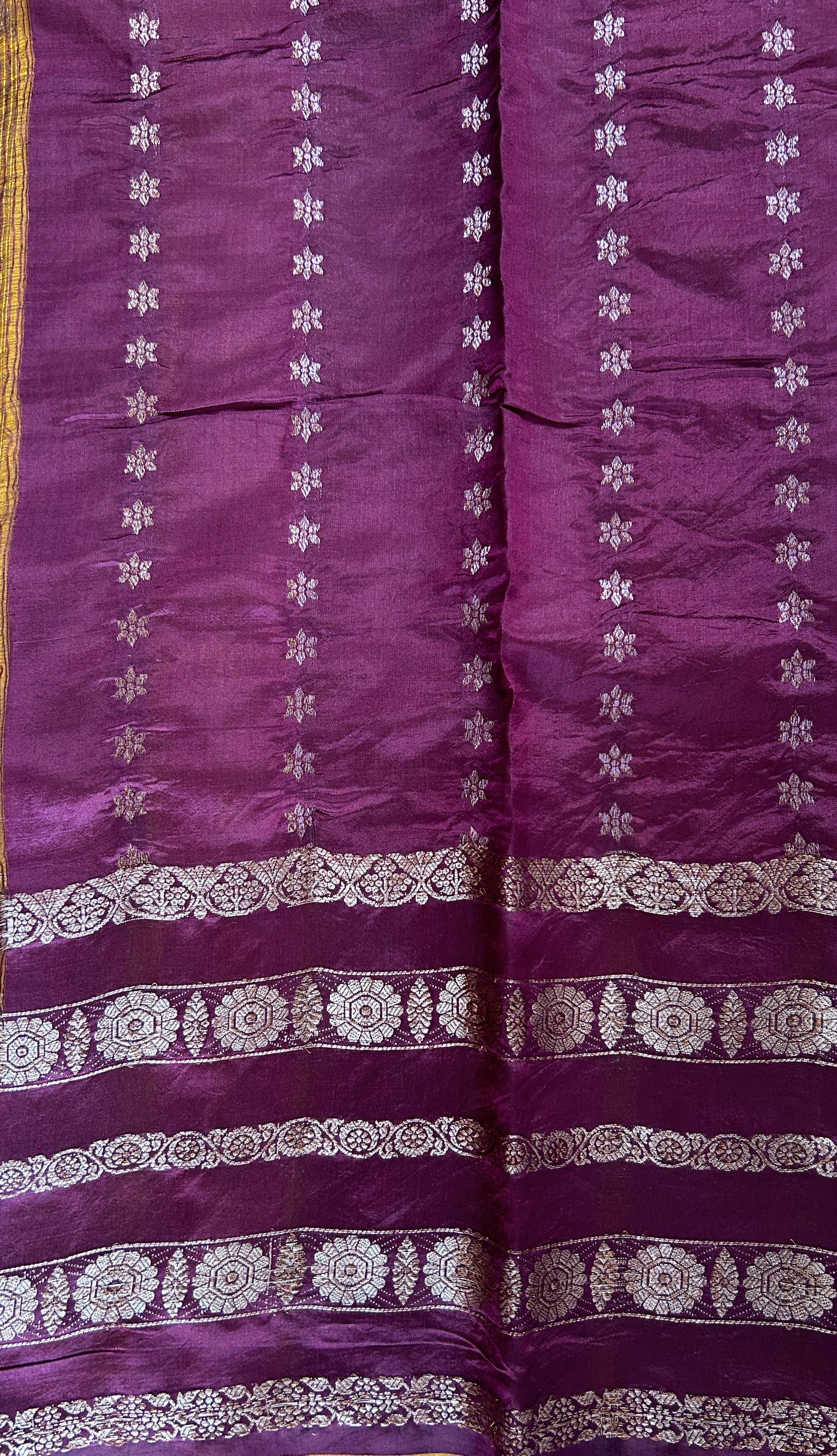 Raw Mango or Pooniya Silk Saree Yellow Colored Complemented With a Gap Border - Sampradaya Designer Studio