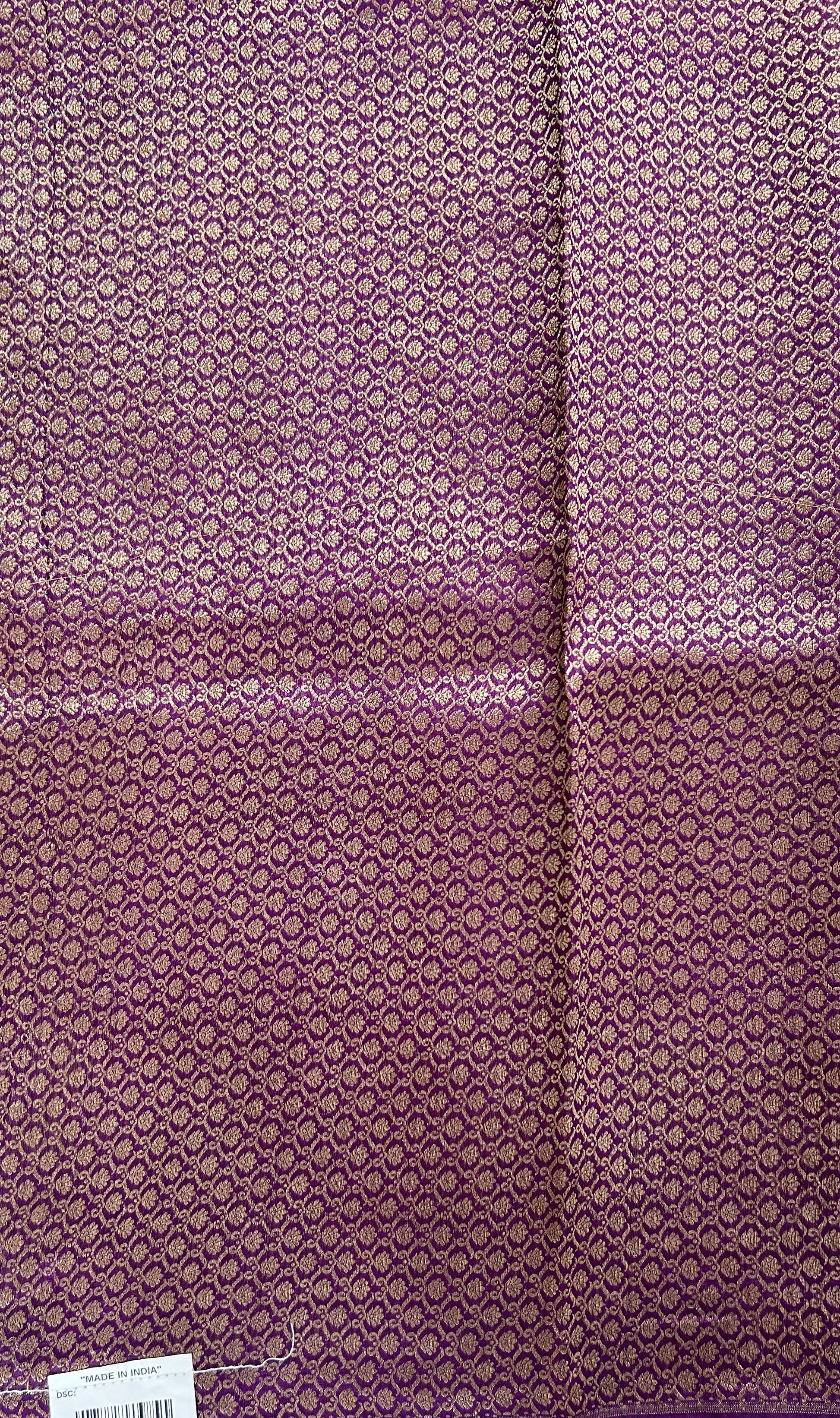 Raw Mango or Pooniya Silk Saree Purple Colored Complemented With a Mashru Border - Sampradaya Designer Studio