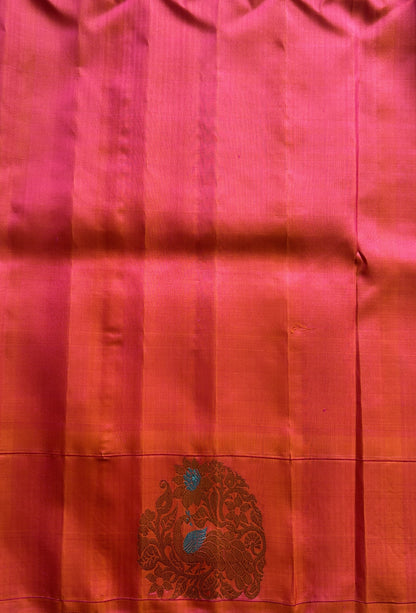 Gadwal Silk Saree Pink Colored Complemented With a Buti Border - Sampradaya Designer Studio