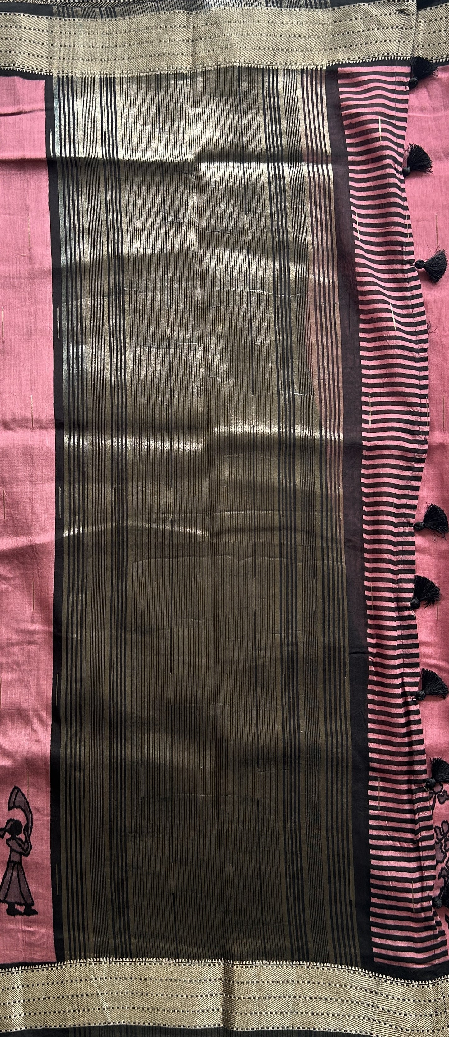 Dola Crepe Saree Dark Onion Pink Colored Elegantly Paired with a Zari Border. - Sampradaya Designer Studio