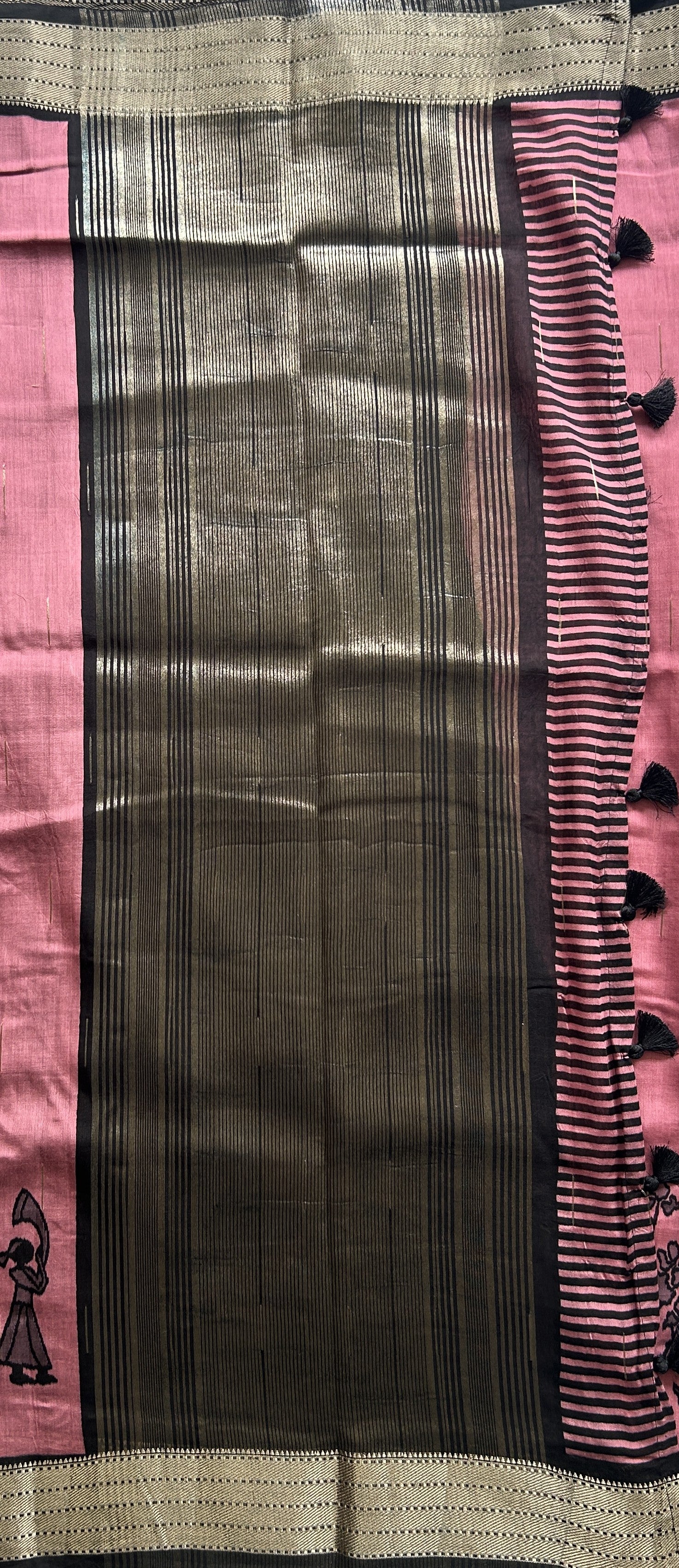Dola Crepe Saree Dark Onion Pink Colored Elegantly Paired with a Zari Border. - Sampradaya Designer Studio