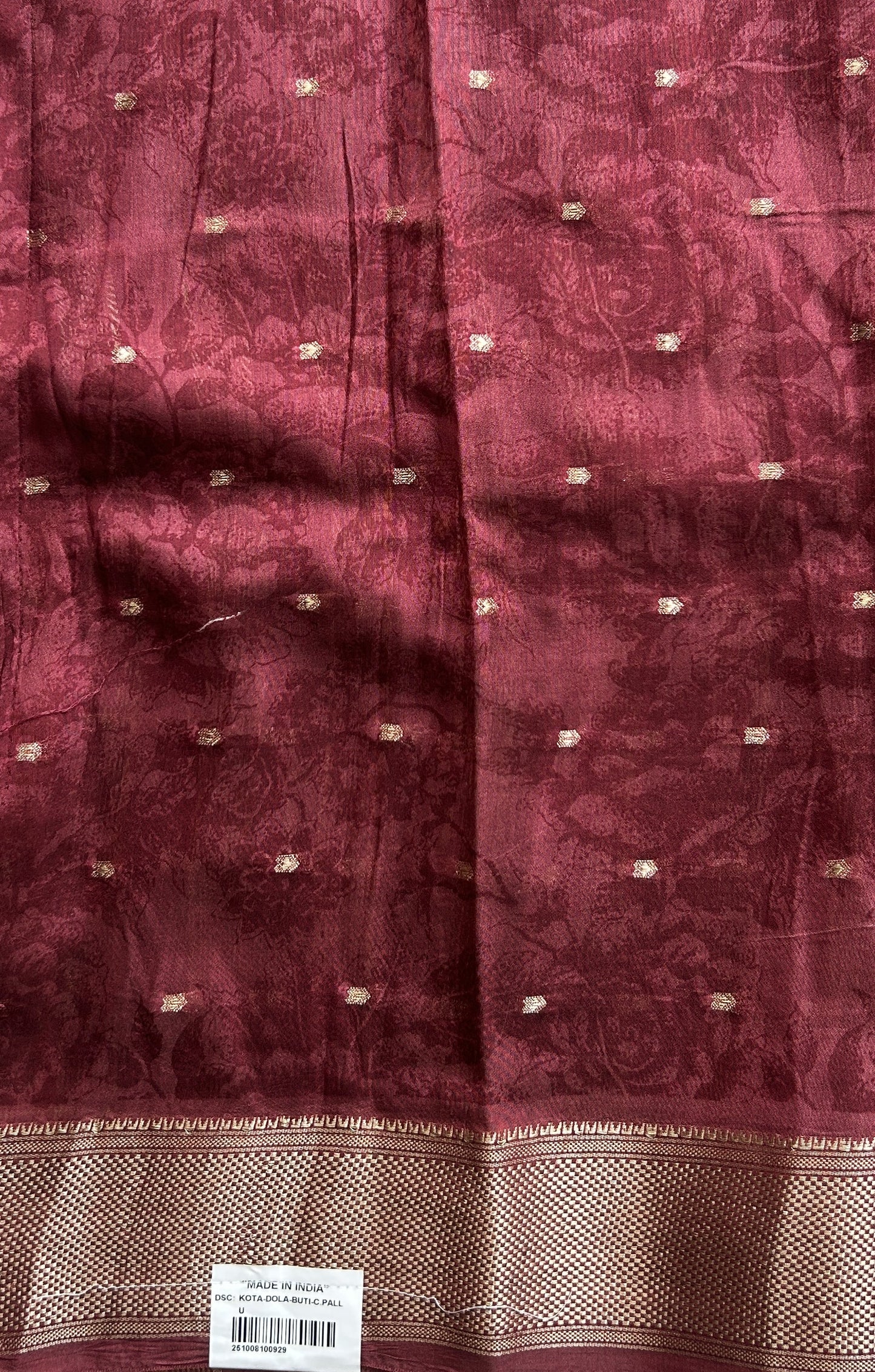 Dola Crepe Saree Brick Colored Elegantly Paired with a Zari Border. - Sampradaya Designer Studio