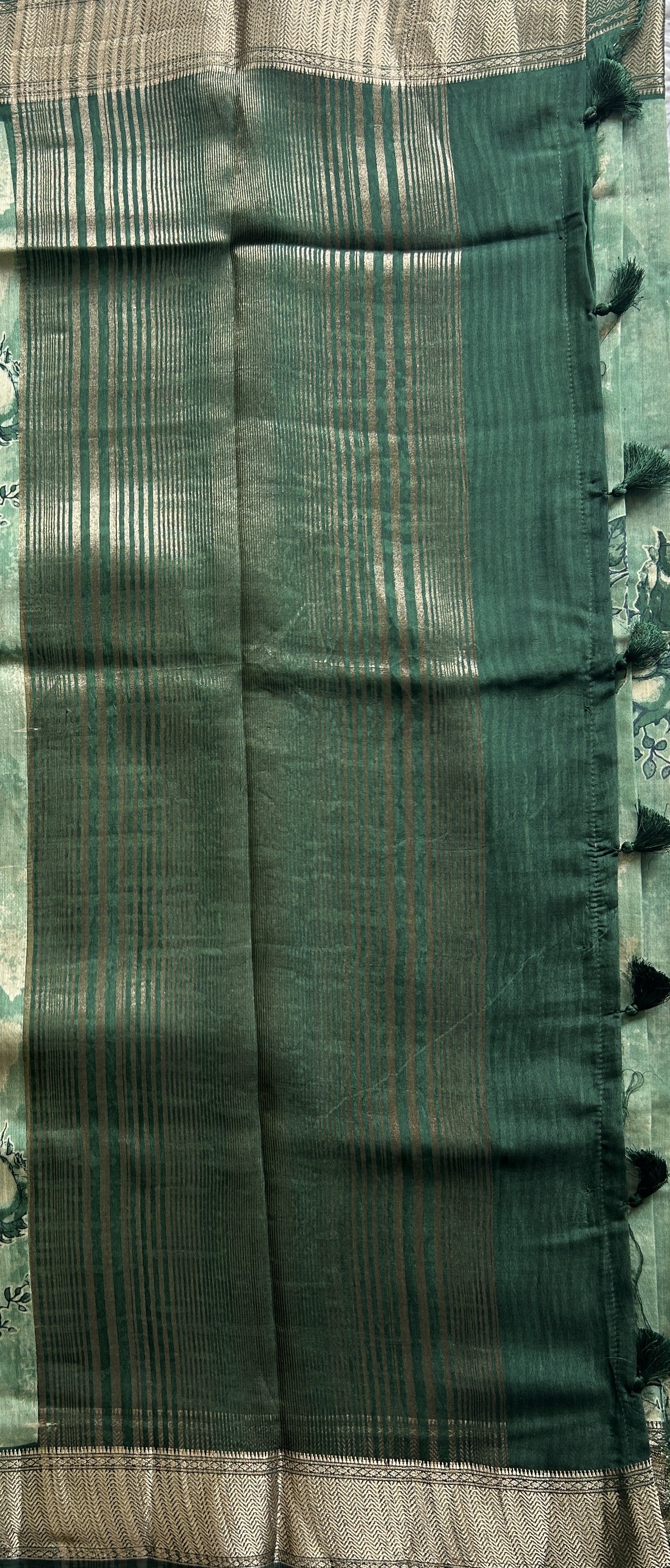 Dola Crepe Saree  Light Green Colored Elegantly Paired with a Zari Border. - Sampradaya Designer Studio