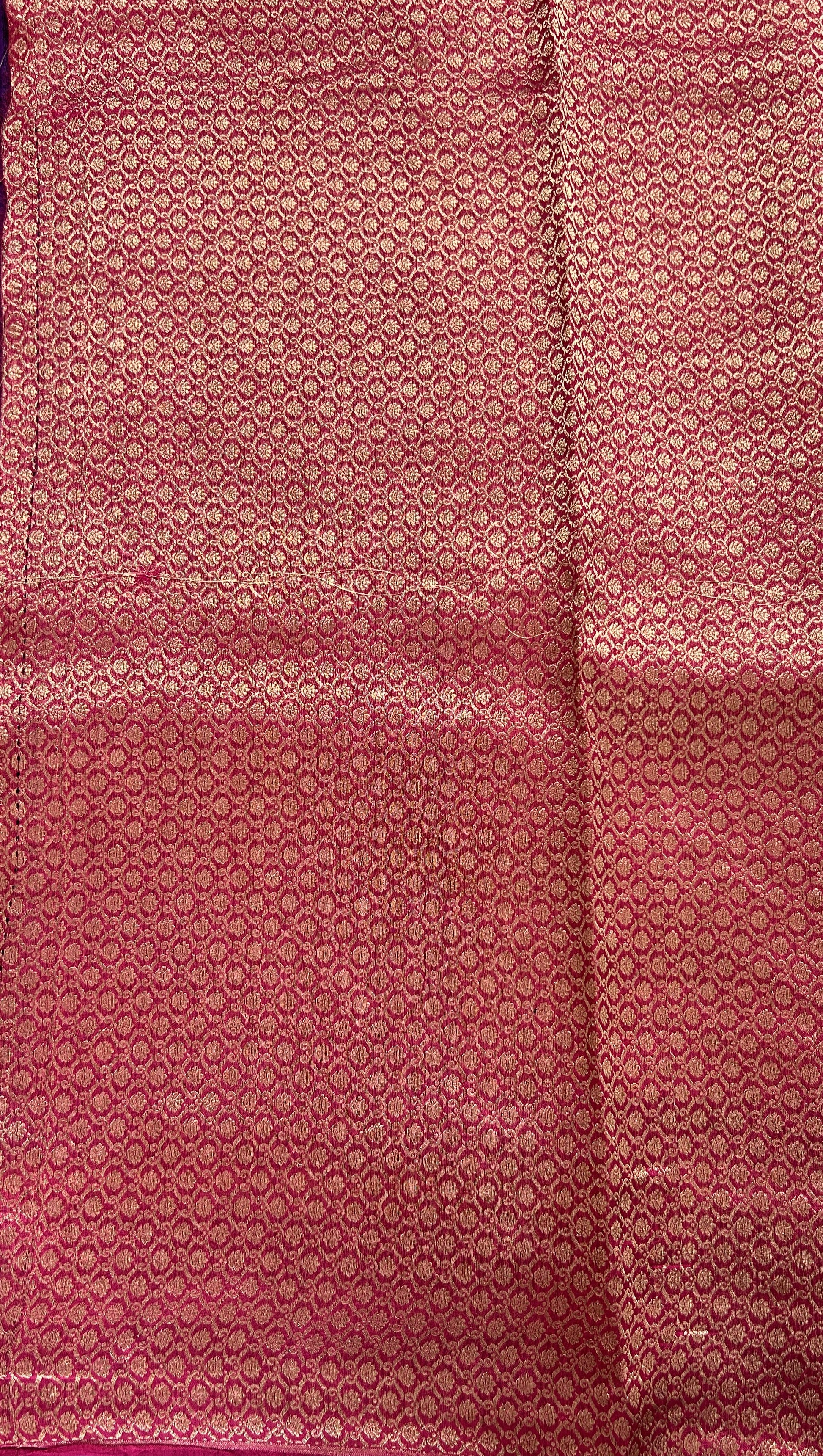Raw Mango or Pooniya Silk Saree Purple Colored Complemented With a Zari Gap Border - Sampradaya Designer Studio