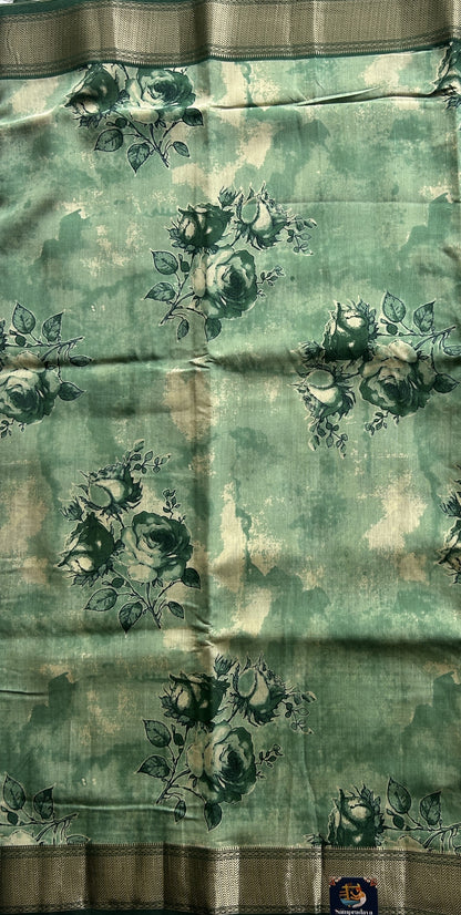 Dola Crepe Saree  Light Green Colored Elegantly Paired with a Zari Border. - Sampradaya Designer Studio