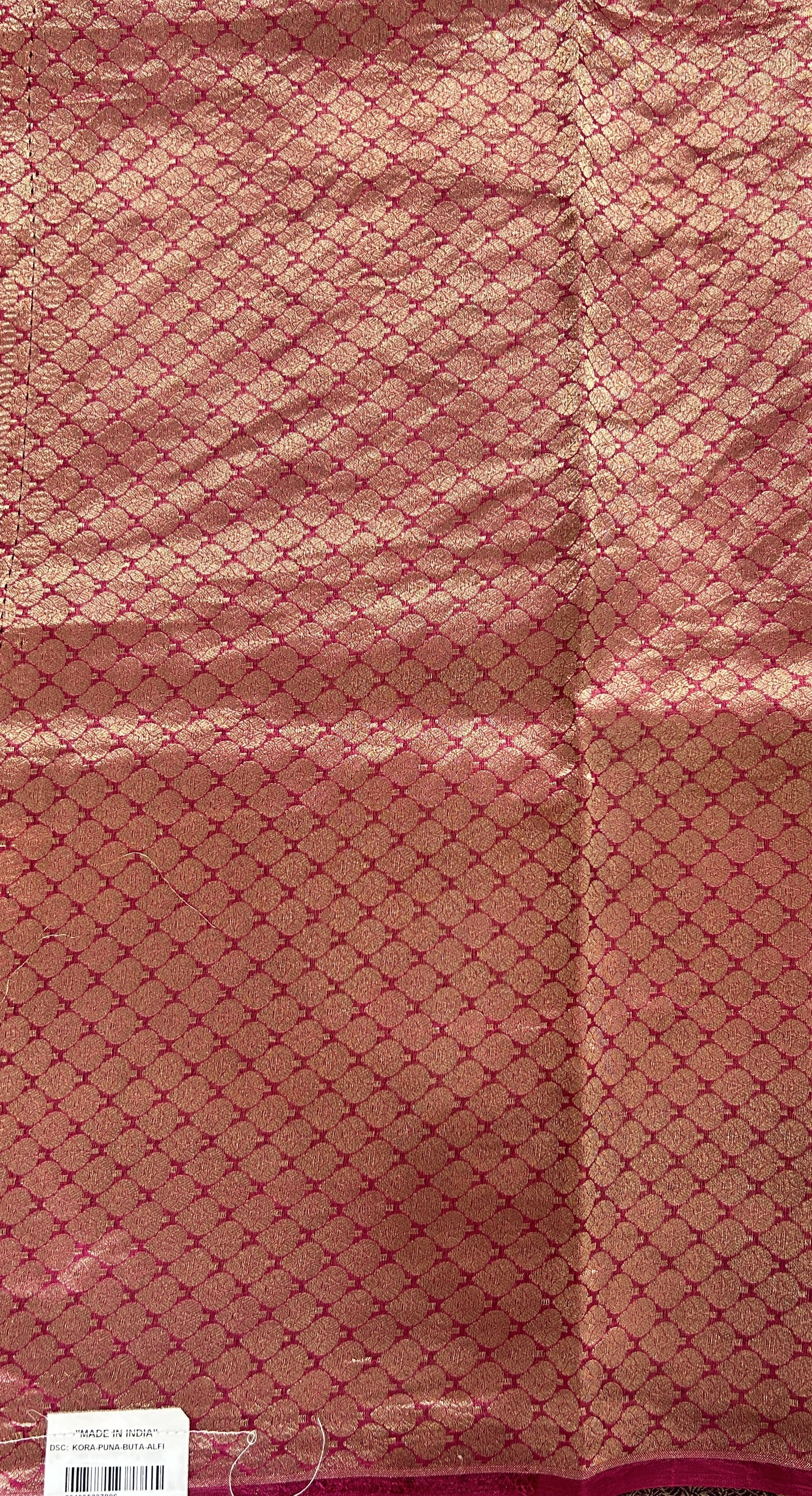 Raw Mango or Pooniya Silk Saree Brinjal Colored Complemented With a Zari Gap Border - Sampradaya Designer Studio