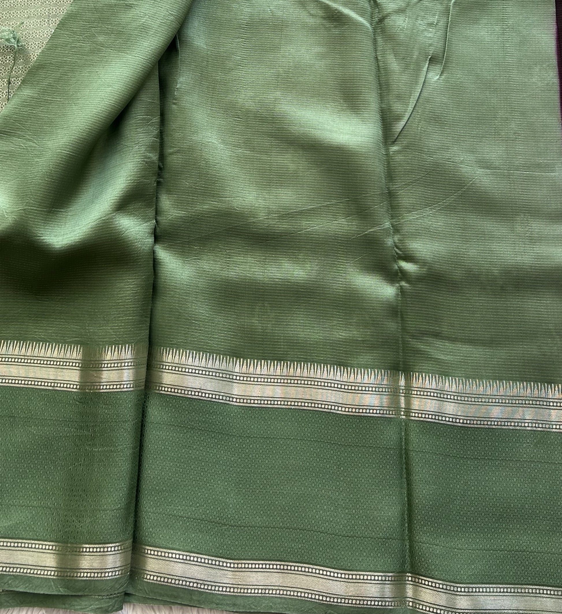 Brown Chiniya Silk Saree with Gold Zari Border - Pure Handloom | Silk Mark Certified - Sampradaya Designer Studio