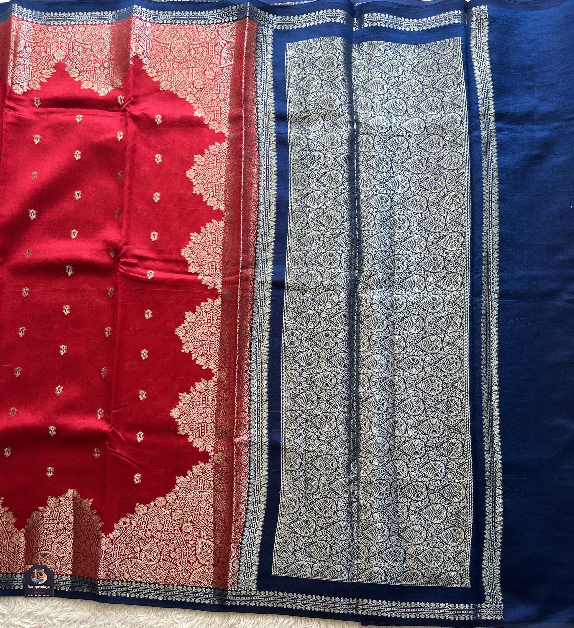 Reddish Pink Chiniya Silk Saree with Gold Zari Border - Pure Handloom | Silk Mark Certified - Sampradaya Designer Studio