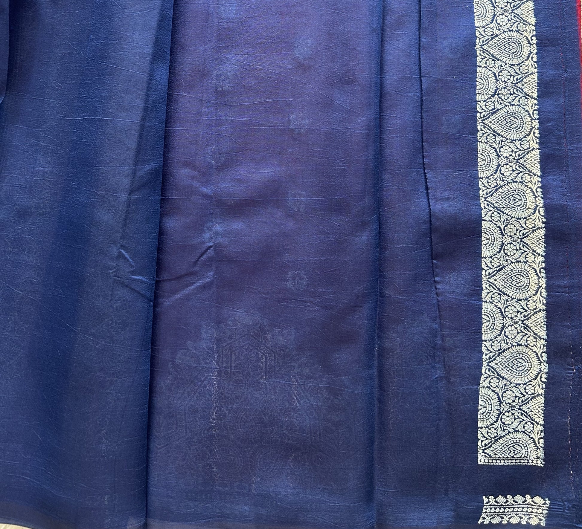Reddish Pink Chiniya Silk Saree with Gold Zari Border - Pure Handloom | Silk Mark Certified - Sampradaya Designer Studio