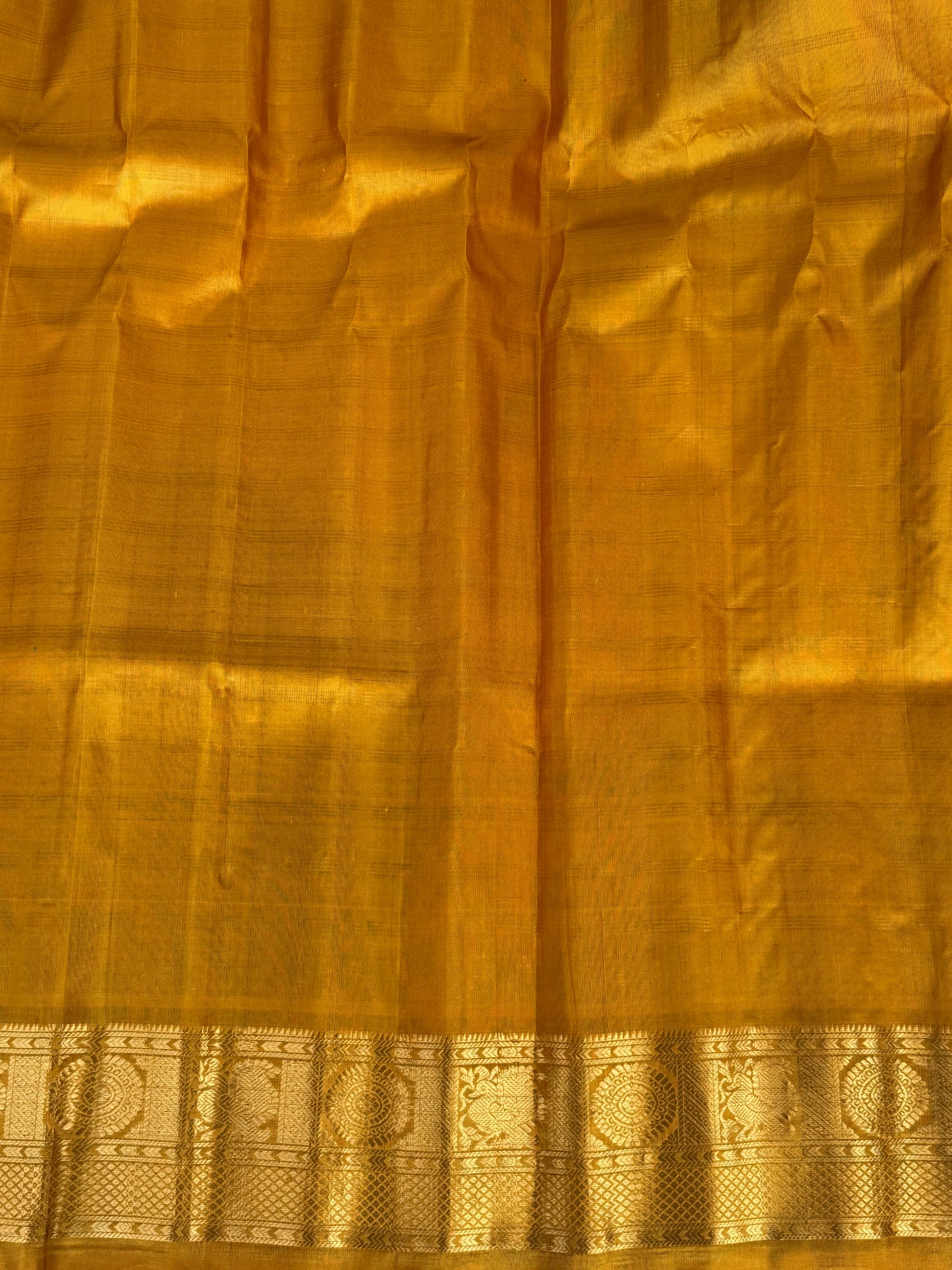 Green Gadwal Silk Saree with Gold Zari Border — Pure Handloom | Silk Mark Certified - Sampradaya Designer Studio