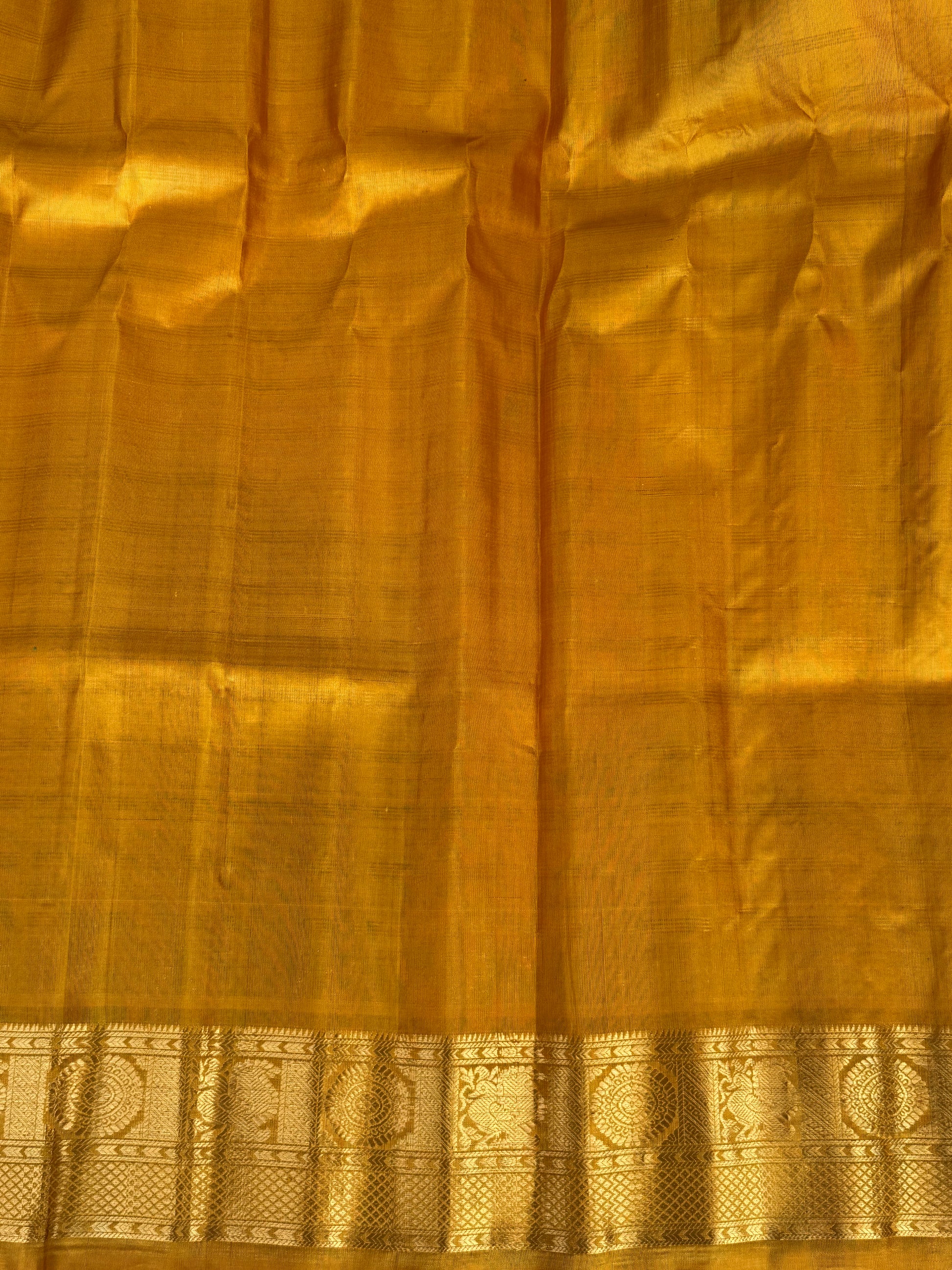 Green Gadwal Silk Saree with Gold Zari Border — Pure Handloom | Silk Mark Certified - Sampradaya Designer Studio