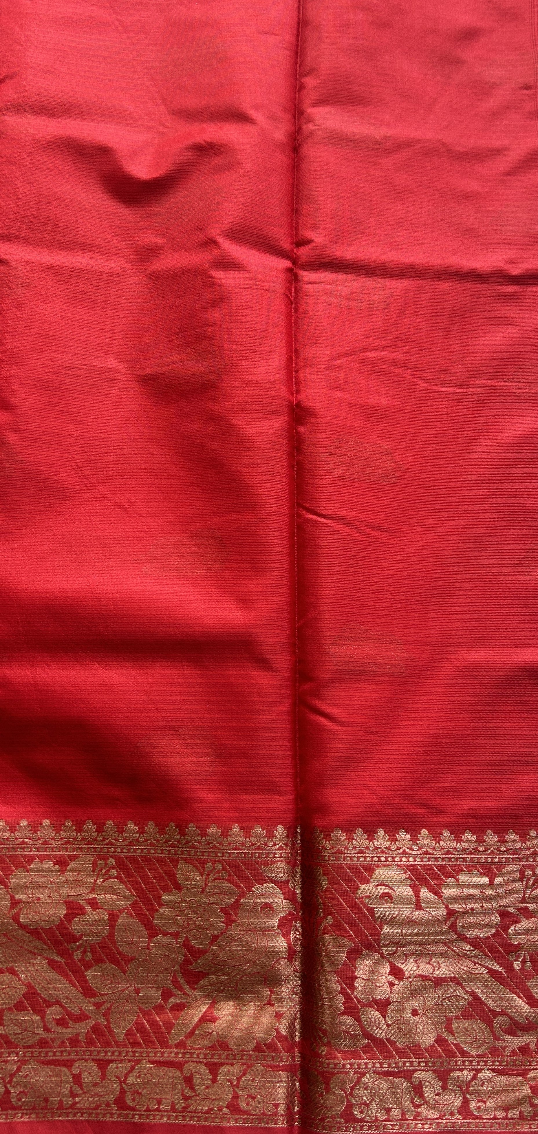 Silk kota Saree Red colored Complemented with a Zari Border. - Sampradaya Designer Studio