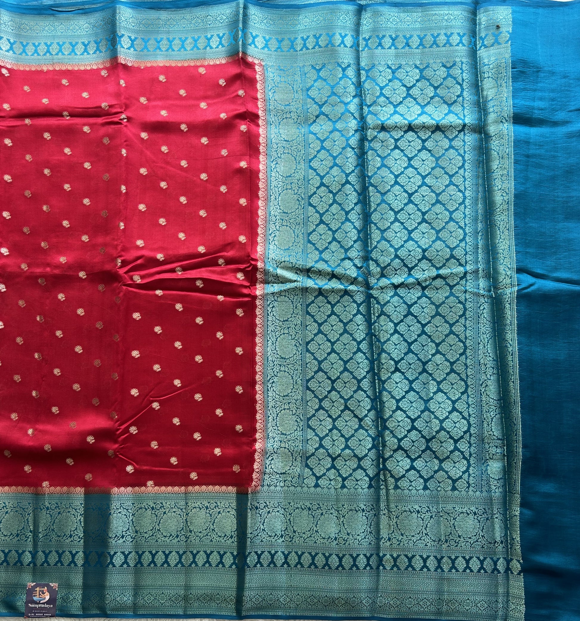 Reddish Pink Chiniya Silk Saree with Gold Zari Border - Pure Handloom | Silk Mark Certified - Sampradaya Designer Studio