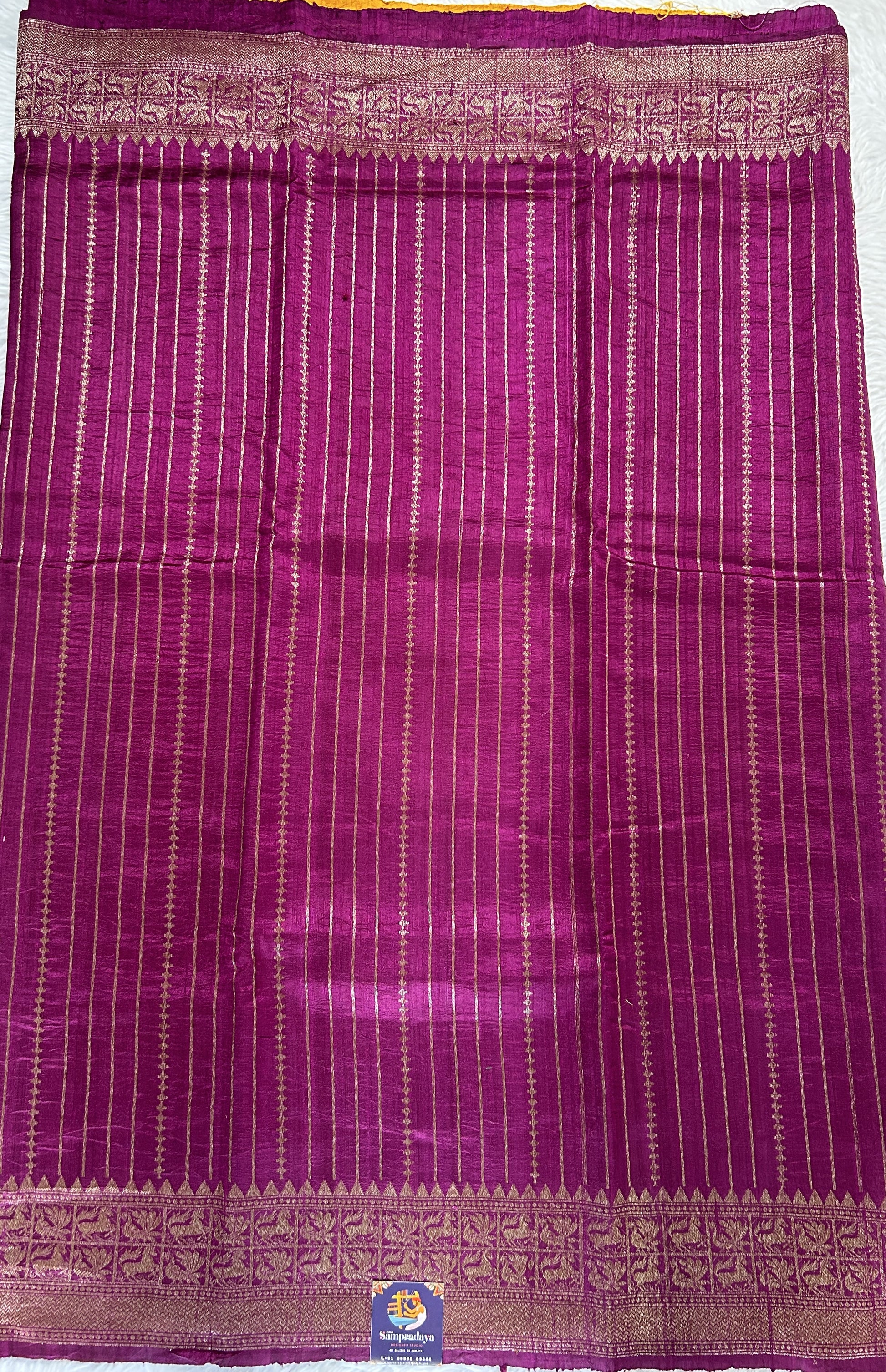 Banarasi Raw Silk Sarees Purple Colored Complemented With a Intricate Weaving Border - Sampradaya Designer Studio