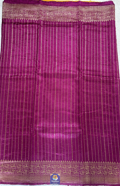 Banarasi Raw Silk Sarees Purple Colored Complemented With a Intricate Weaving Border - Sampradaya Designer Studio