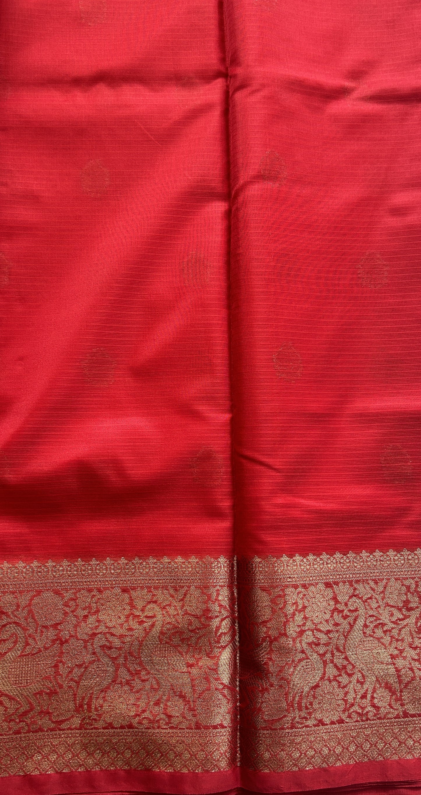 Silk kota Saree Red colored Complemented with a Zari Border. - Sampradaya Designer Studio