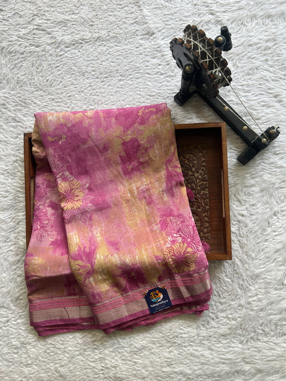Dola Crepe Saree Light Pink Colored Elegantly Paired with a Zari Border. - Sampradaya Designer Studio