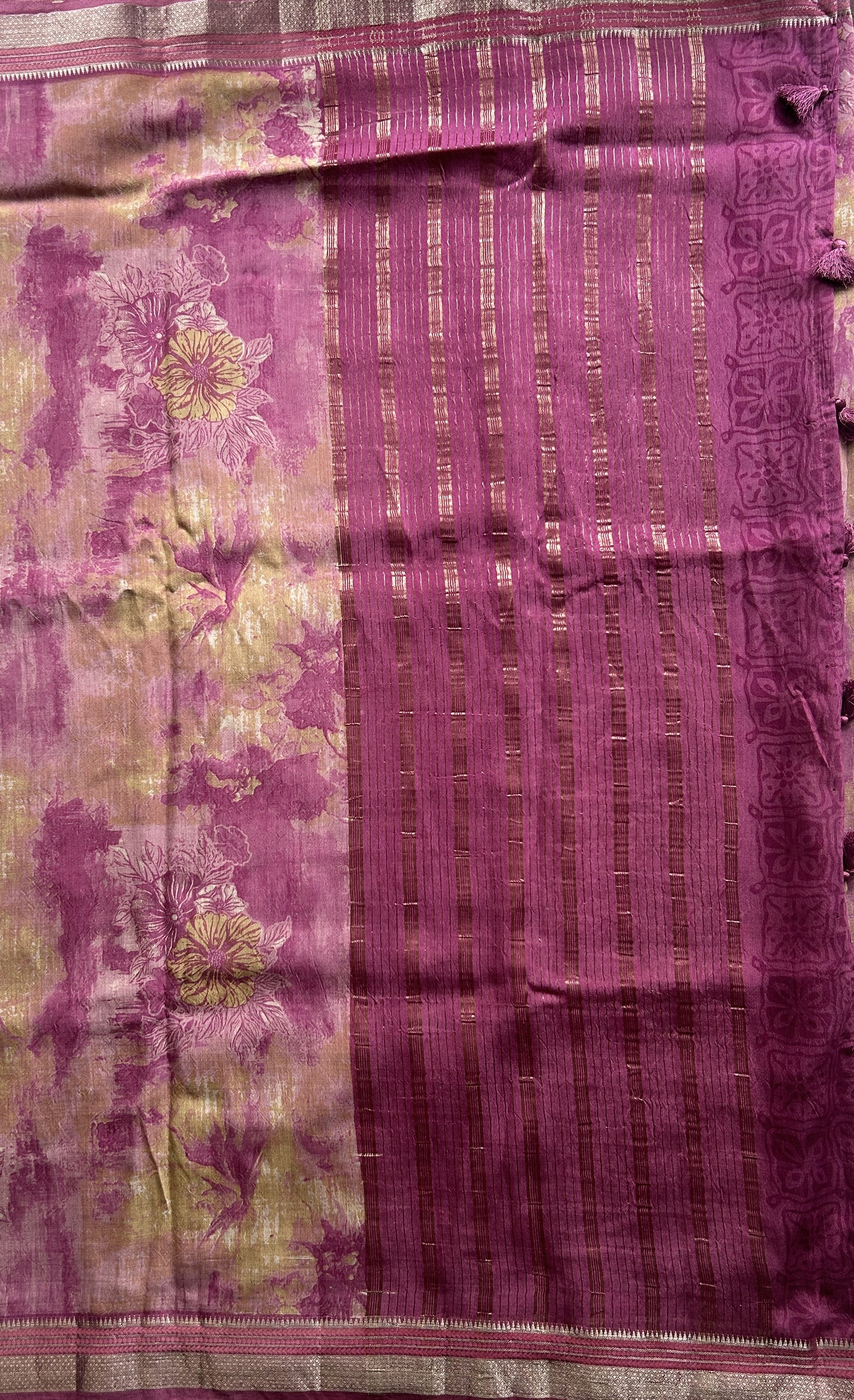 Dola Crepe Saree Pink Colored Elegantly Paired with a Zari Border. - Sampradaya Designer Studio