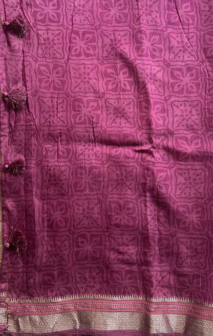 Dola Crepe Saree Pink Colored Elegantly Paired with a Zari Border. - Sampradaya Designer Studio