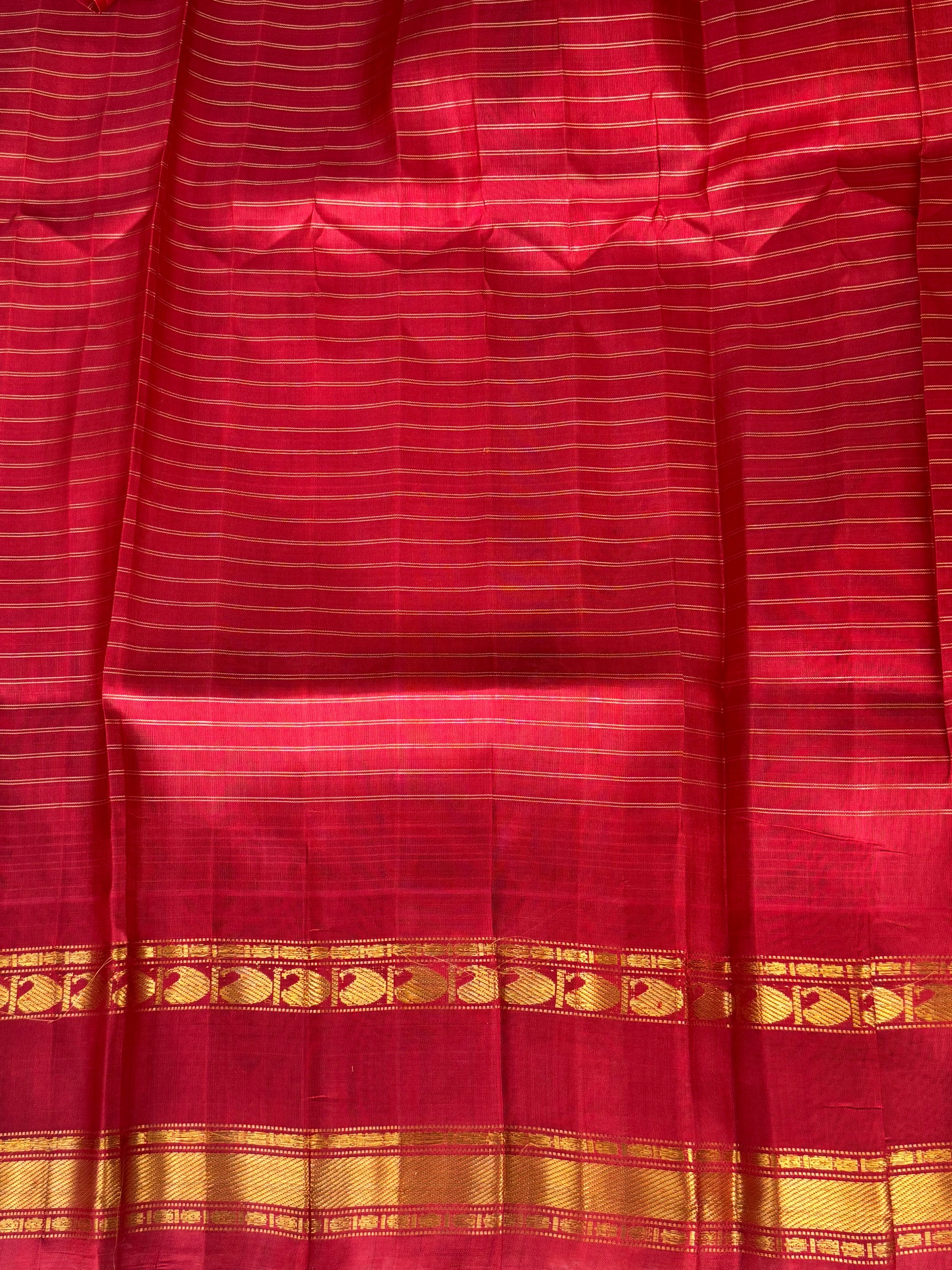 Green Gadwal Silk Saree with Gold Zari Border — Pure Handloom | Silk Mark Certified - Sampradaya Designer Studio