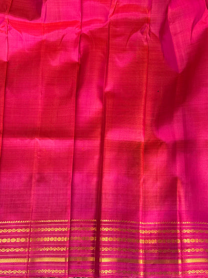 Gray Gadwal Silk Saree with Gold Zari Border — Pure Handloom | Silk Mark Certified