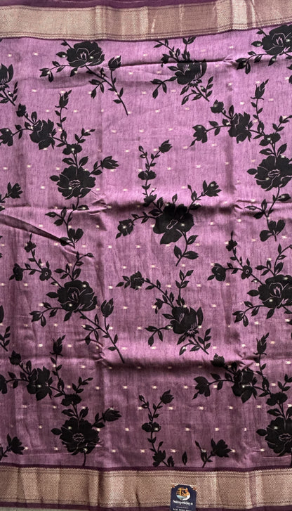Dola Crepe Saree Light Purple Colored Elegantly Paired with a Zari Border. - Sampradaya Designer Studio
