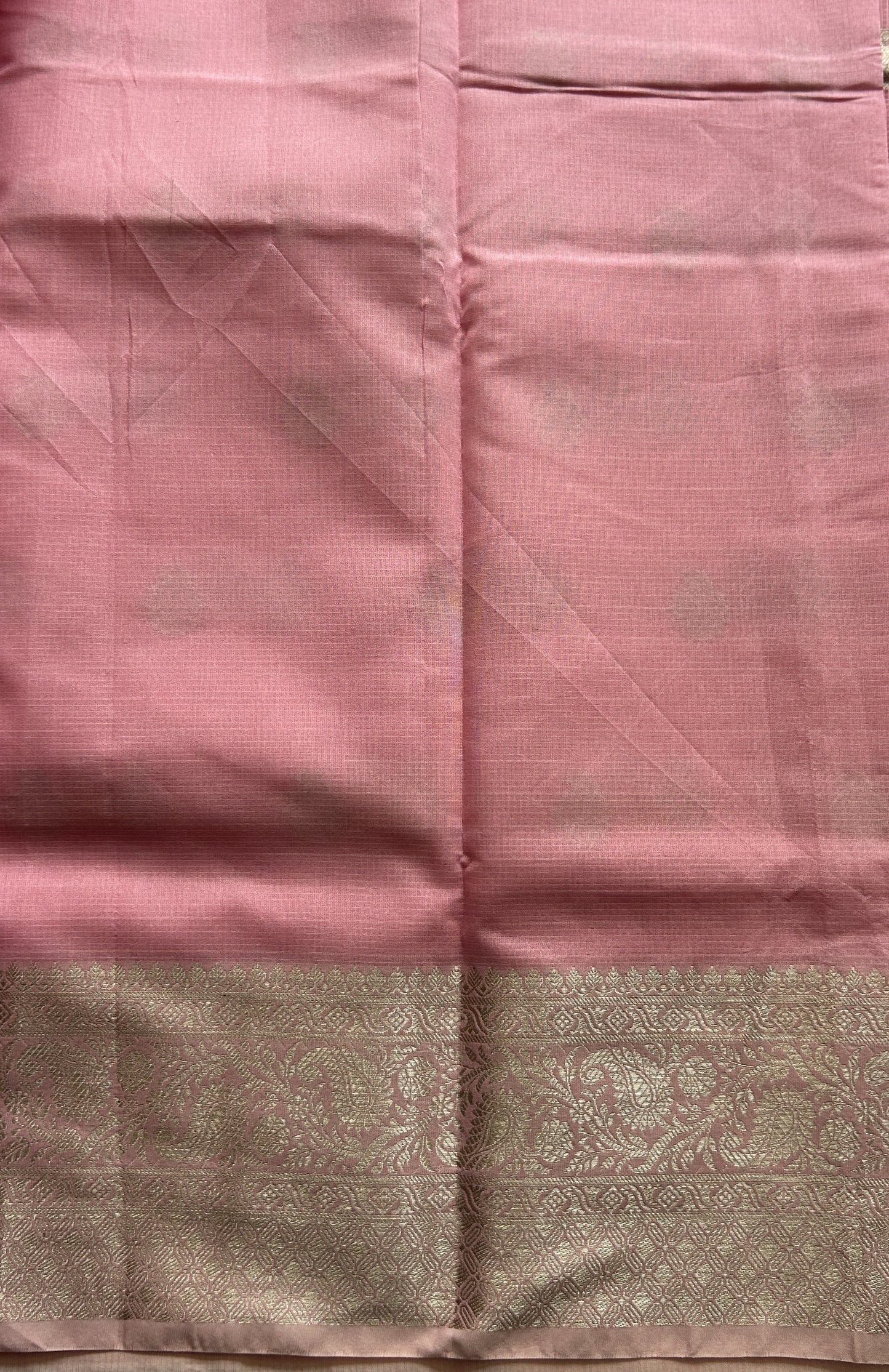 Silk kota Saree Light Pink colored Complemented with a Zari Border. - Sampradaya Designer Studio