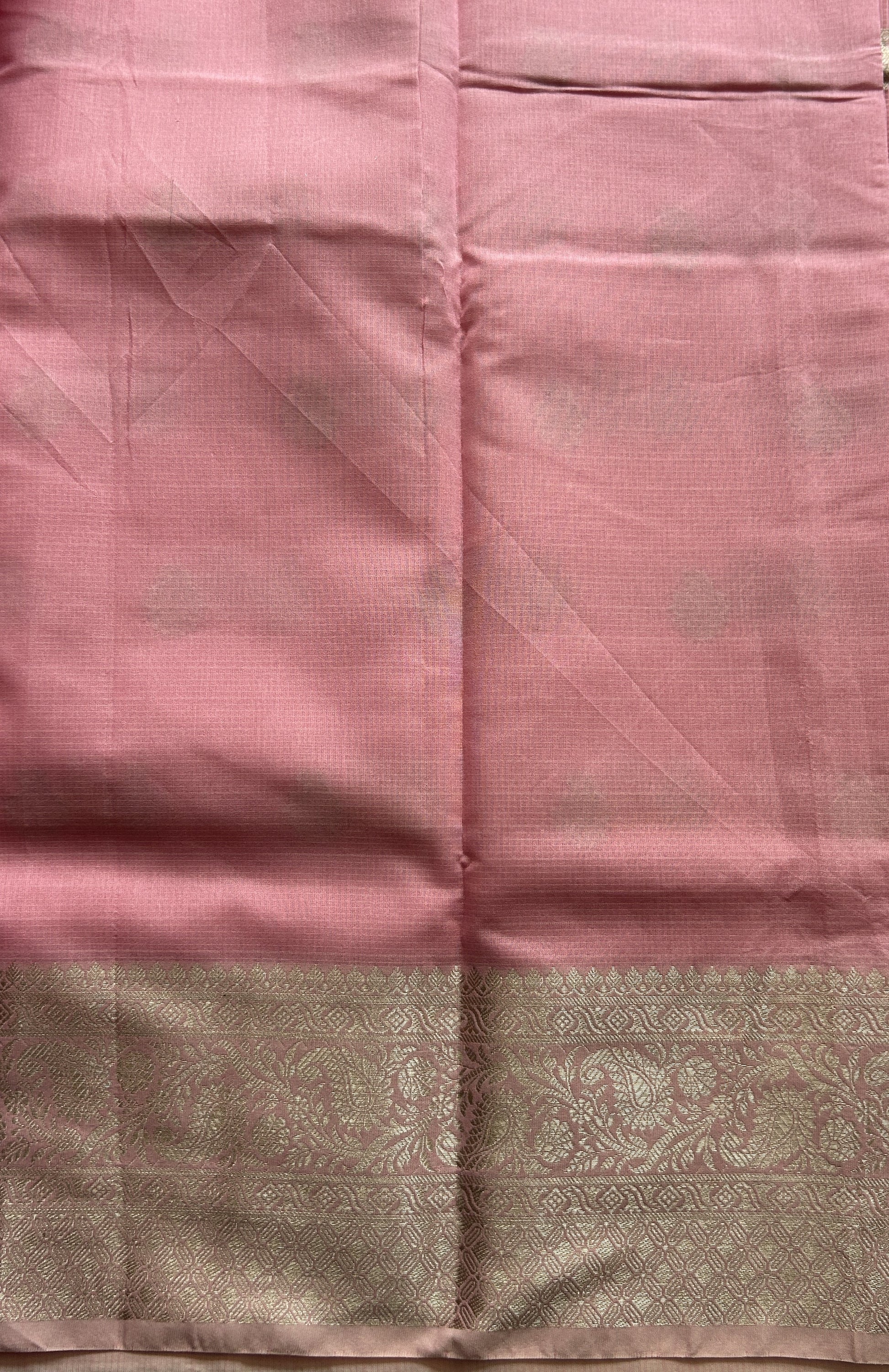 Silk kota Saree Light Pink colored Complemented with a Zari Border. - Sampradaya Designer Studio