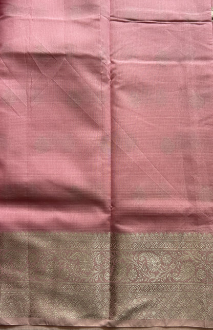 Silk kota Saree Light Pink colored Complemented with a Zari Border. - Sampradaya Designer Studio