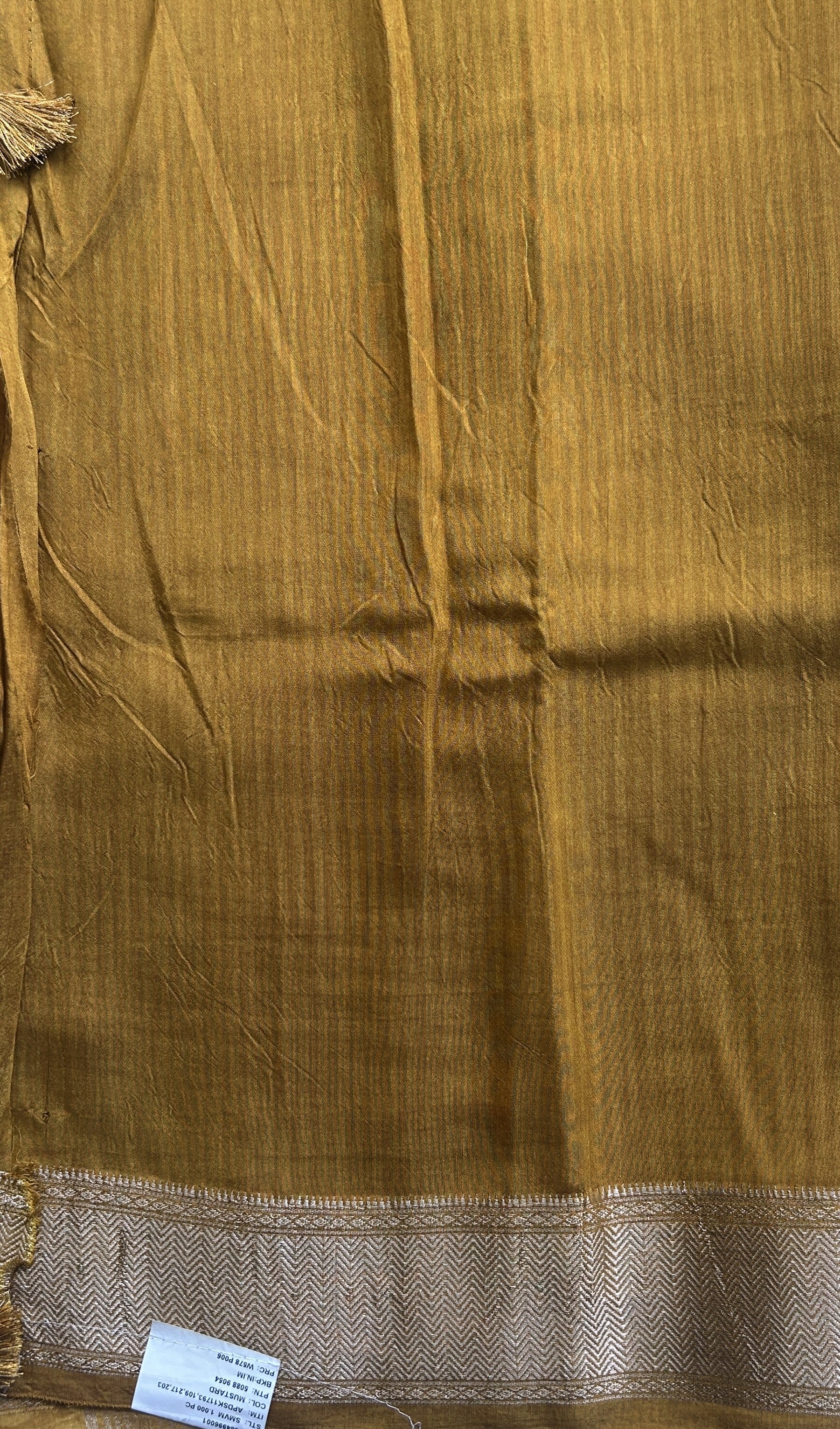 Dola Crepe Saree Yellow Colored Elegantly Paired with a Zari Border. - Sampradaya Designer Studio