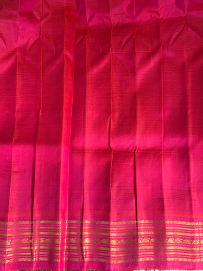 Black Gadwal Silk Saree with Gold Zari Border — Pure Handloom | Silk Mark Certified