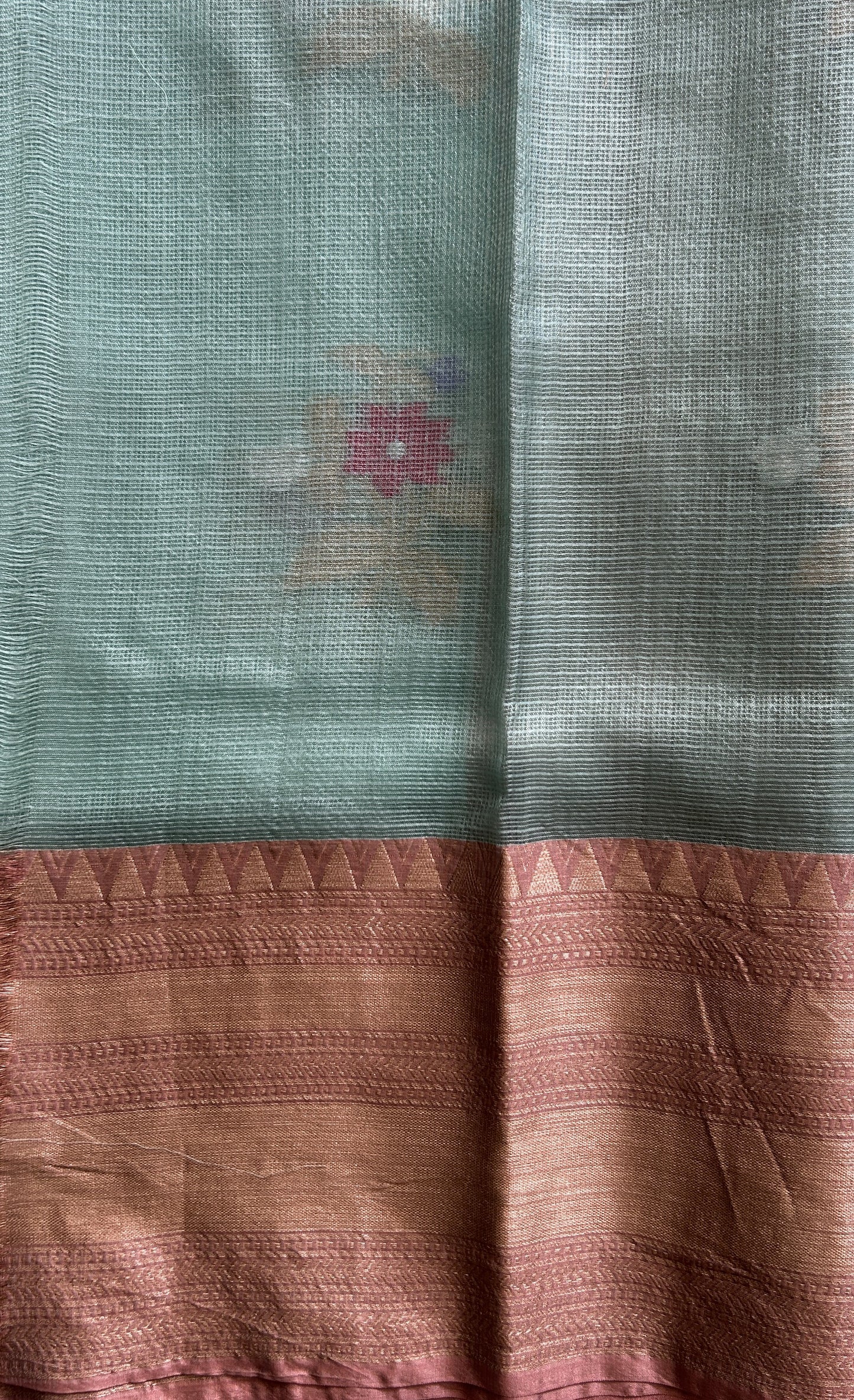 Silk kota Saree Light Sea Blue colored Complemented with a Zari Border. - Sampradaya Designer Studio