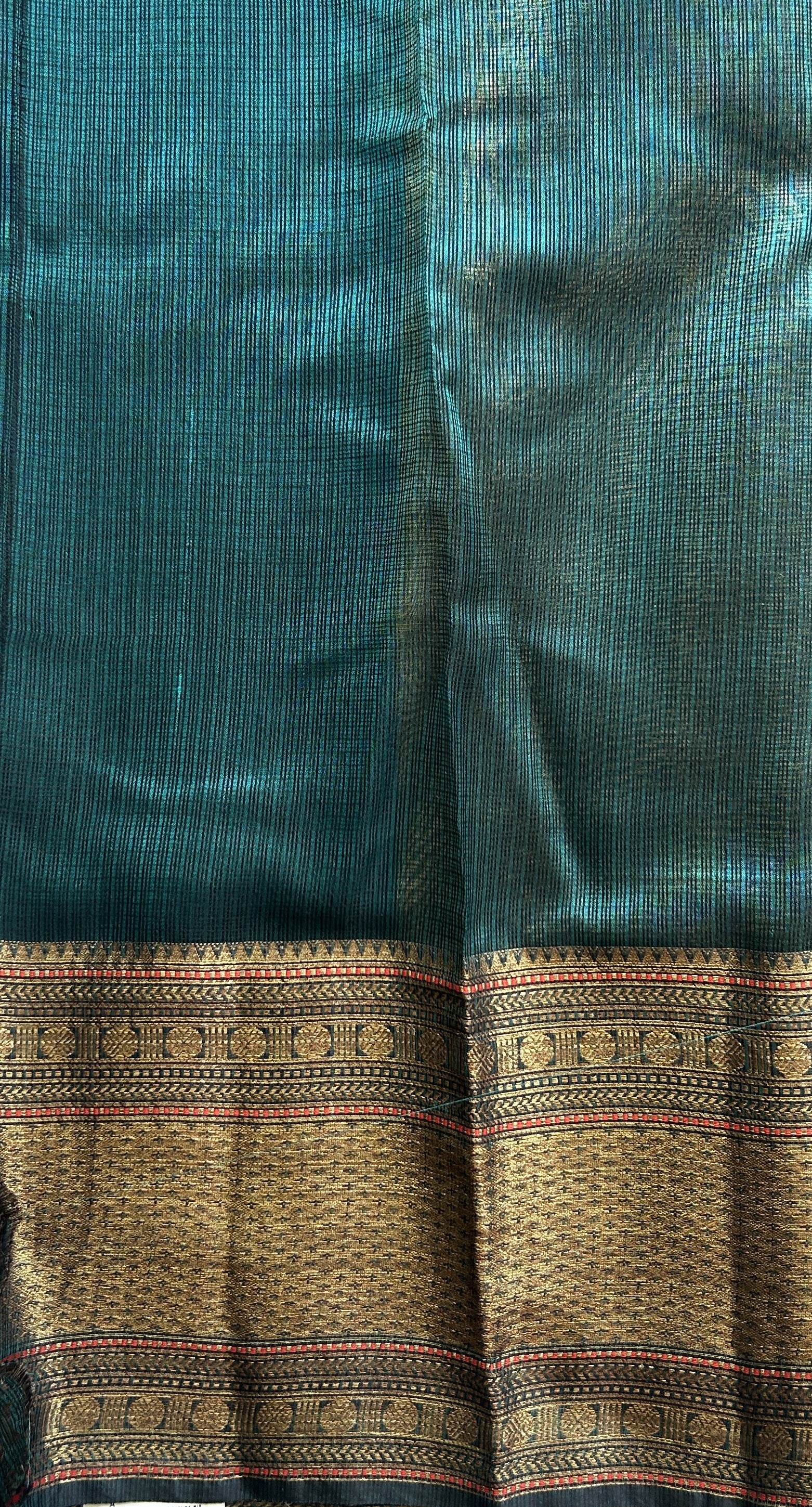 Silk kota Saree  Peacock Blue colored Complemented with a Zari Border. - Sampradaya Designer Studio
