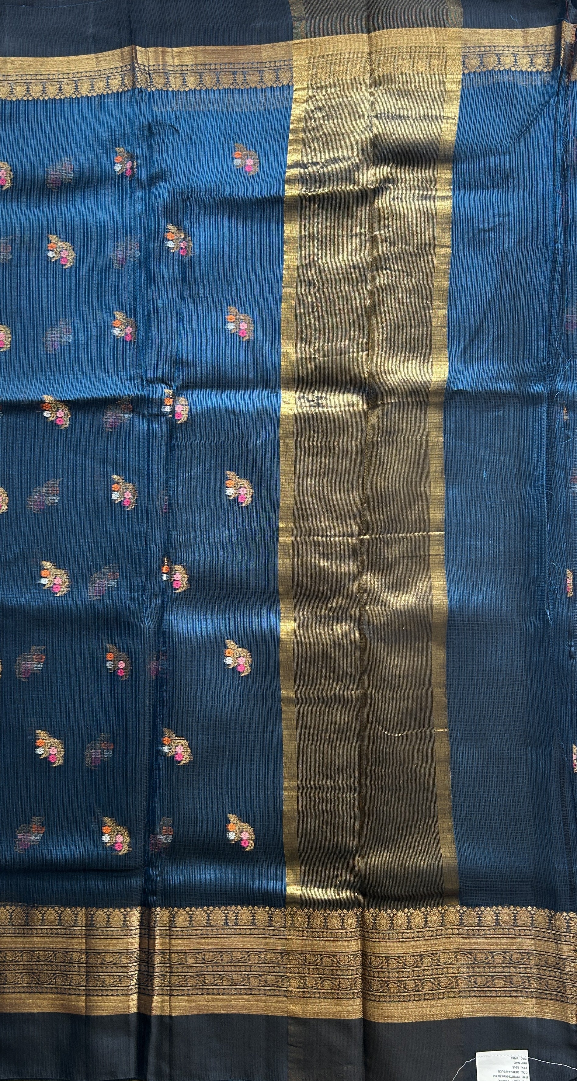 Silk kota Saree Blue colored Complemented with a Zari Border. - Sampradaya Designer Studio
