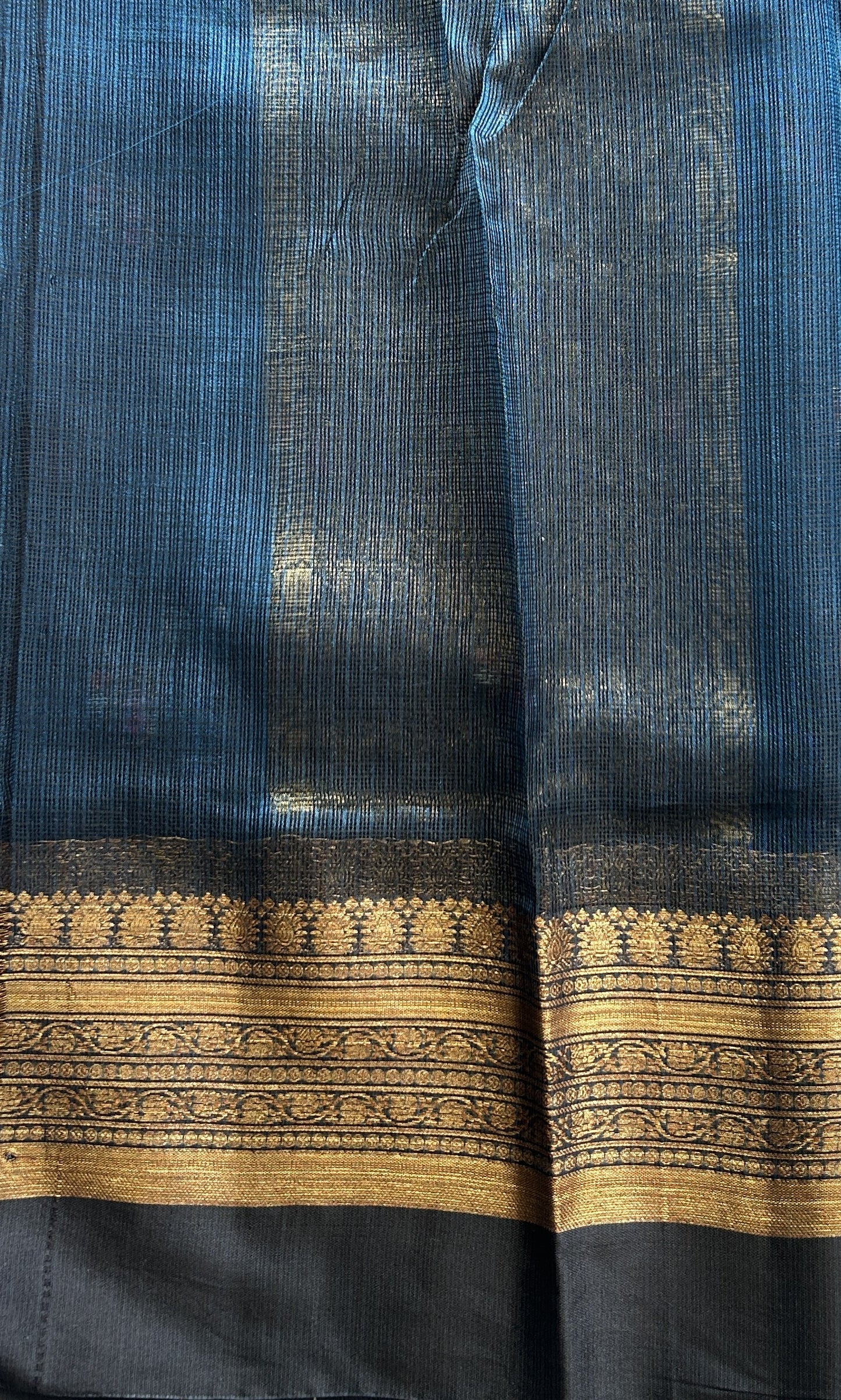 Silk kota Saree Blue colored Complemented with a Zari Border. - Sampradaya Designer Studio