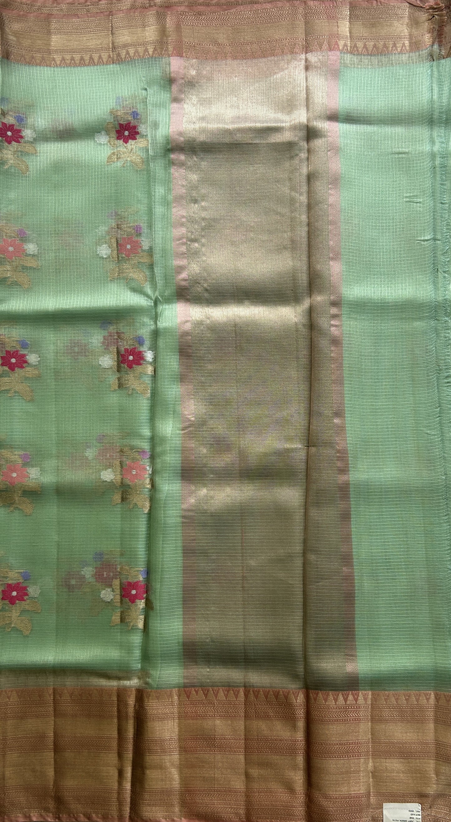 Silk kota Saree Pastel Green colored Complemented with a Zari Border. - Sampradaya Designer Studio