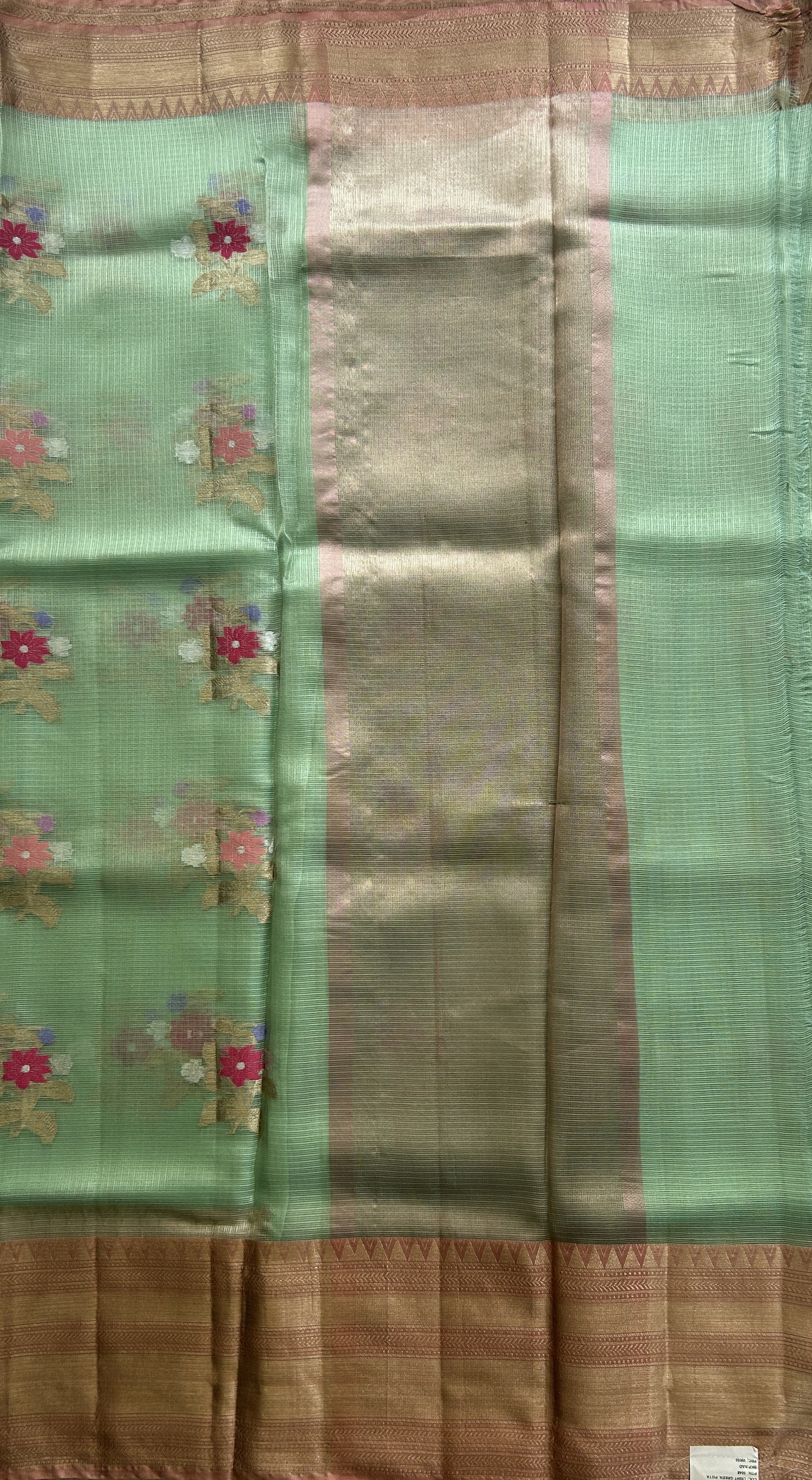 Silk kota Saree Pastel Green colored Complemented with a Zari Border. - Sampradaya Designer Studio