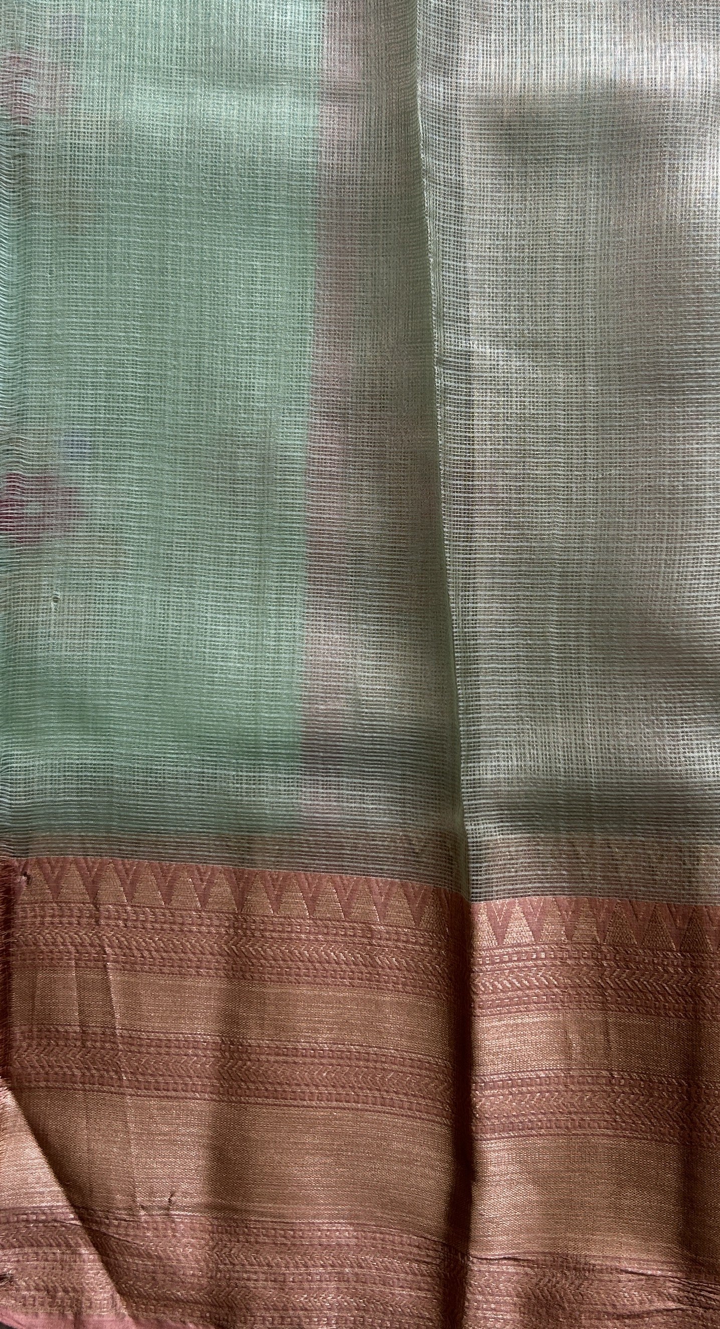 Silk kota Saree Pastel Green colored Complemented with a Zari Border. - Sampradaya Designer Studio