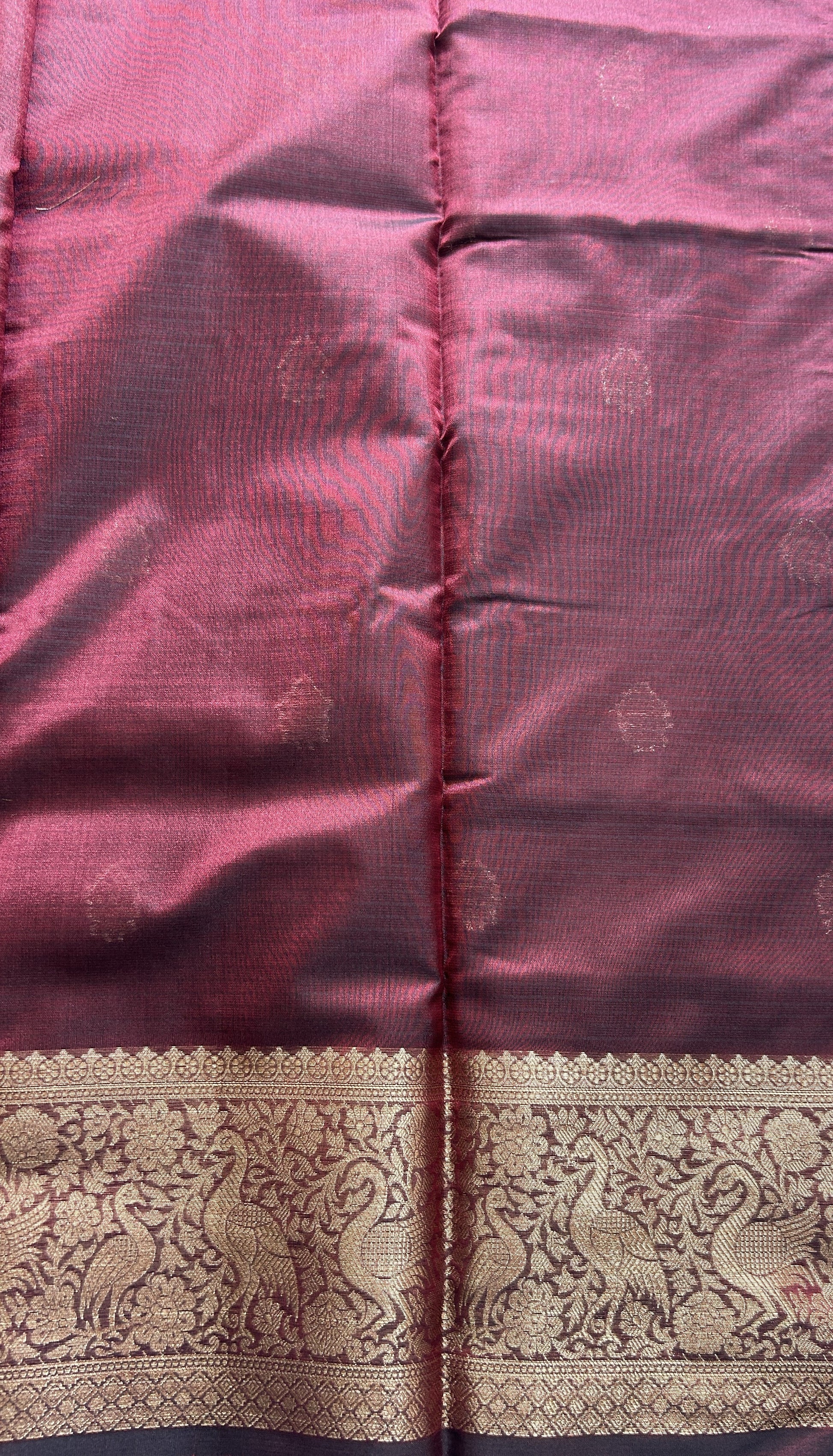 Silk kota Saree Dark Maroon colored Complemented with a Zari Border. - Sampradaya Designer Studio