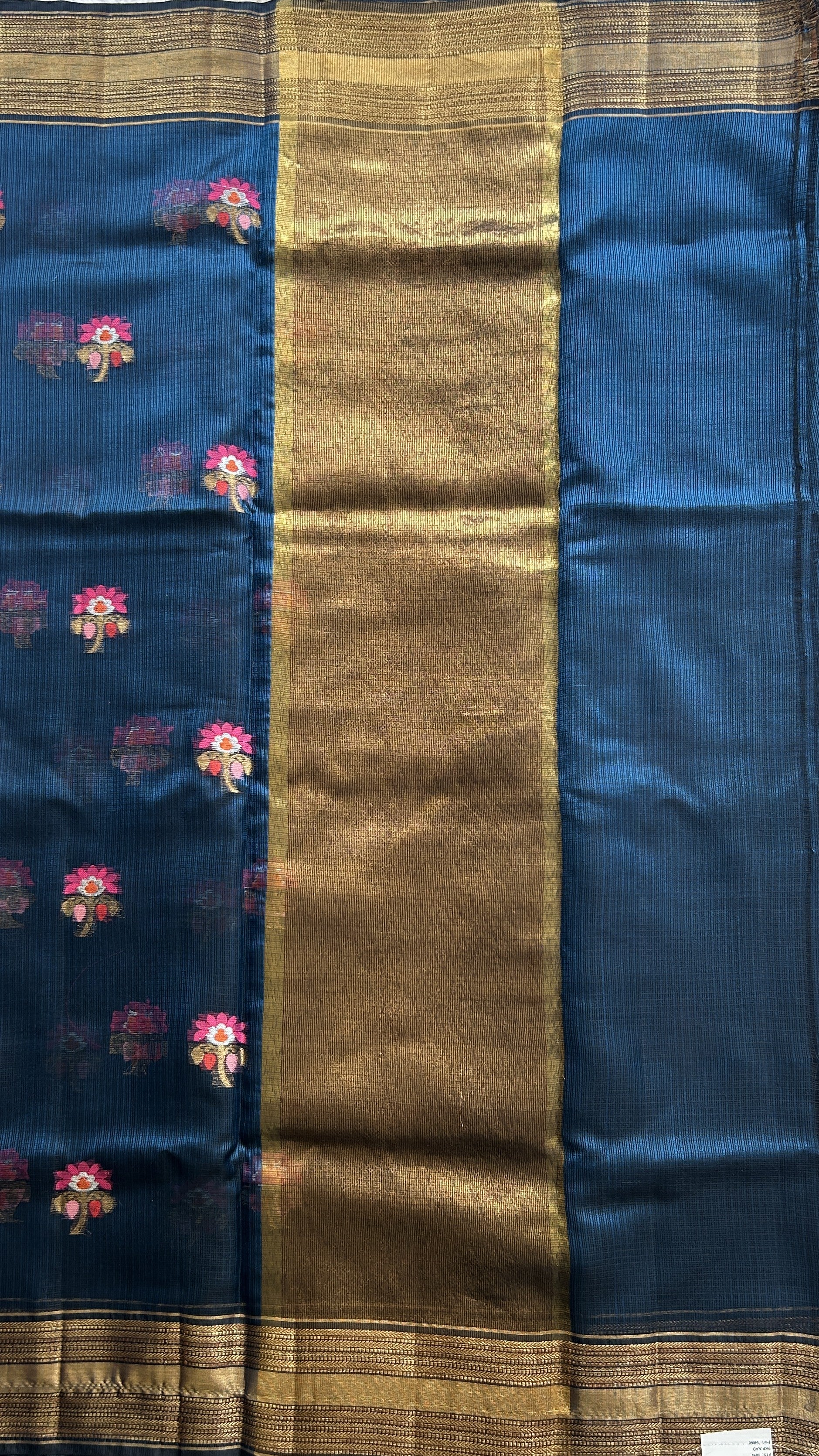 Silk kota Saree Dark Blue colored Complemented with a Zari Border. - Sampradaya Designer Studio