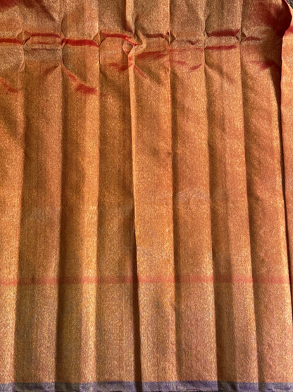 Brown Gadwal Silk Saree with Gold Zari Border — Pure Handloom | Silk Mark Certified