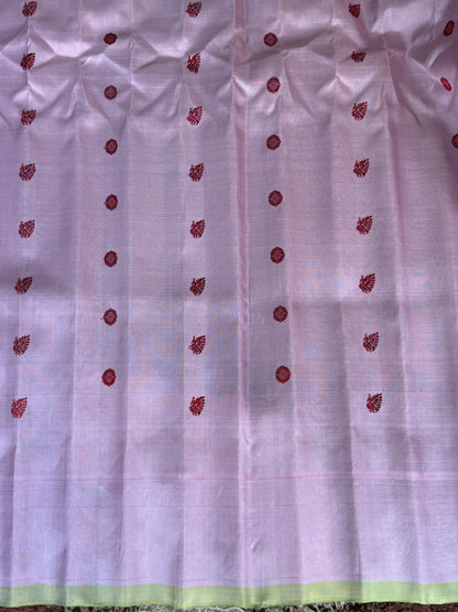 Red Gadwal Silk Saree with Gold Zari Border — Pure Handloom | Silk Mark Certified - Sampradaya Designer Studio