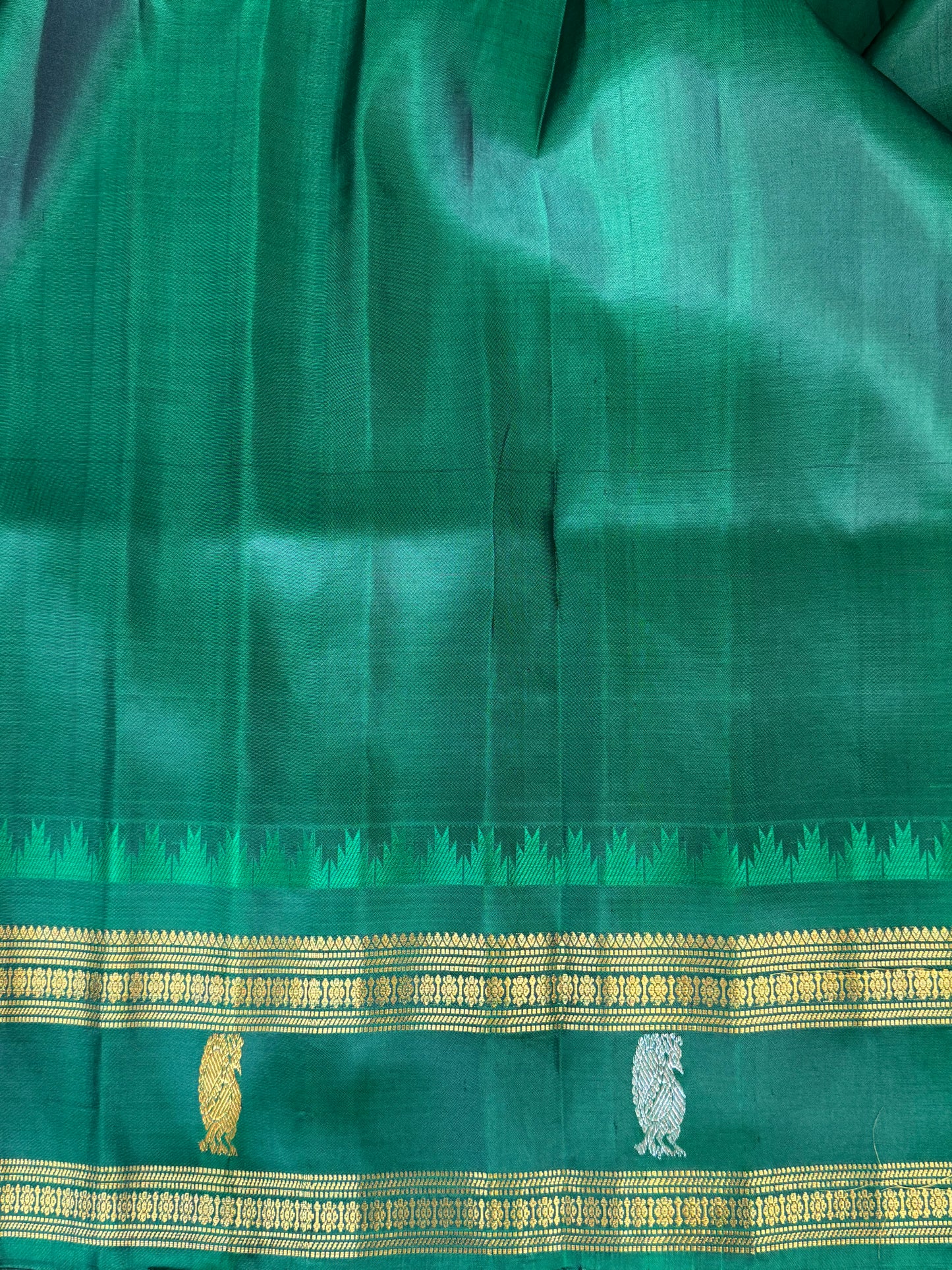 Purple Gadwal Silk Saree with Gold Zari Border — Pure Handloom | Silk Mark Certified