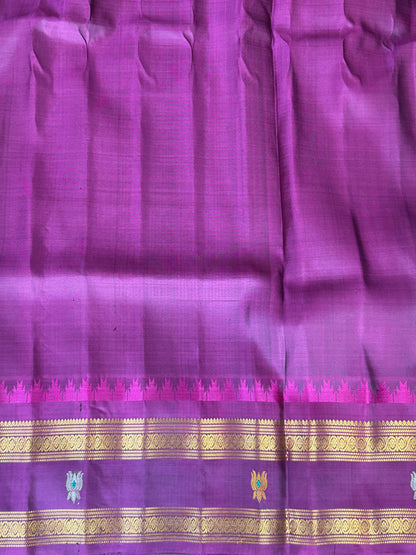 Rama Blue Gadwal Silk Saree with Gold Zari Border — Pure Handloom | Silk Mark Certified